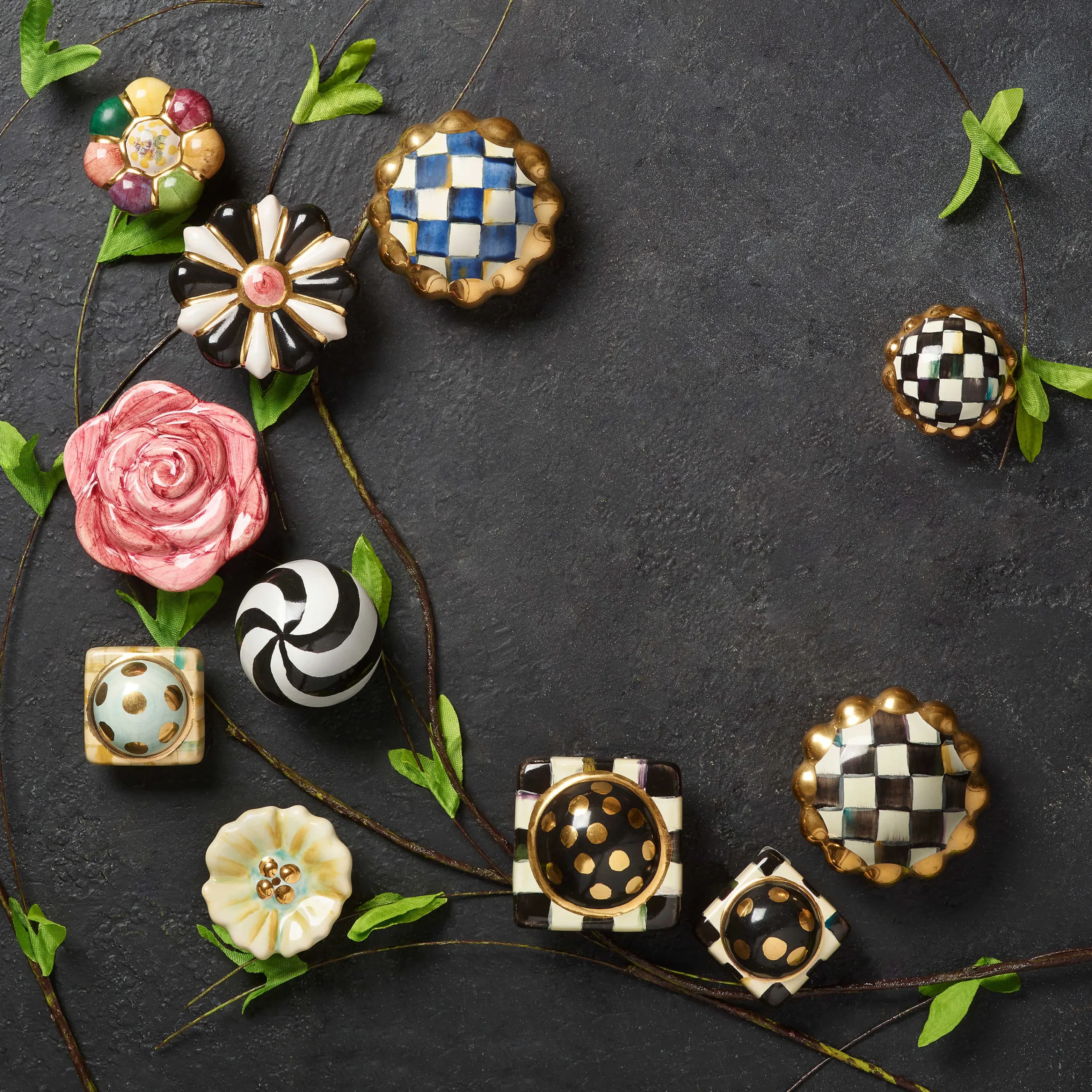 MacKenzie-Childs Courtly Check Round Knob| Finishing Touches|Room Accents