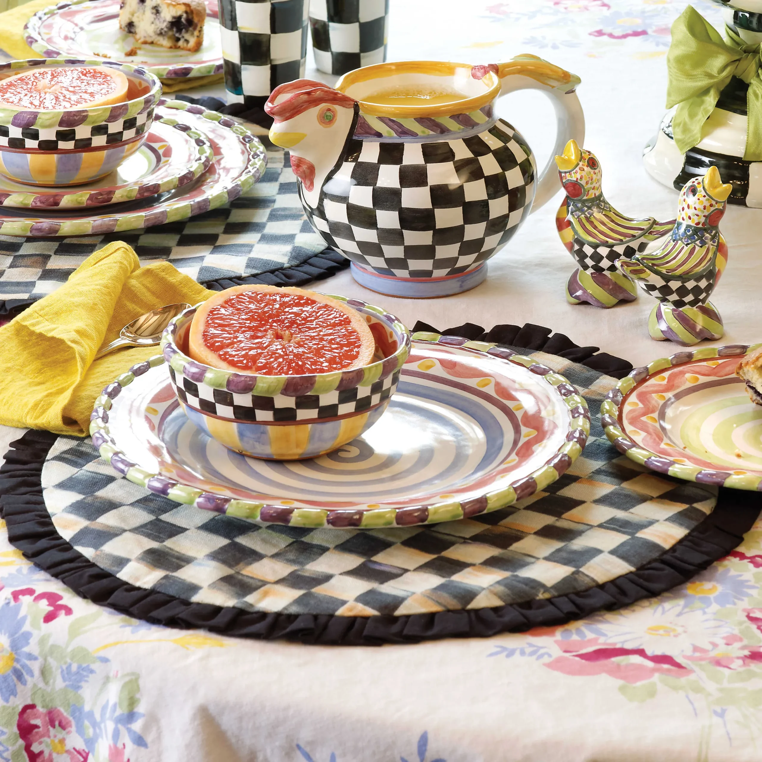MacKenzie-Childs Courtly Check Round Placemat| Table Accessories|Kitchen & Table Linens