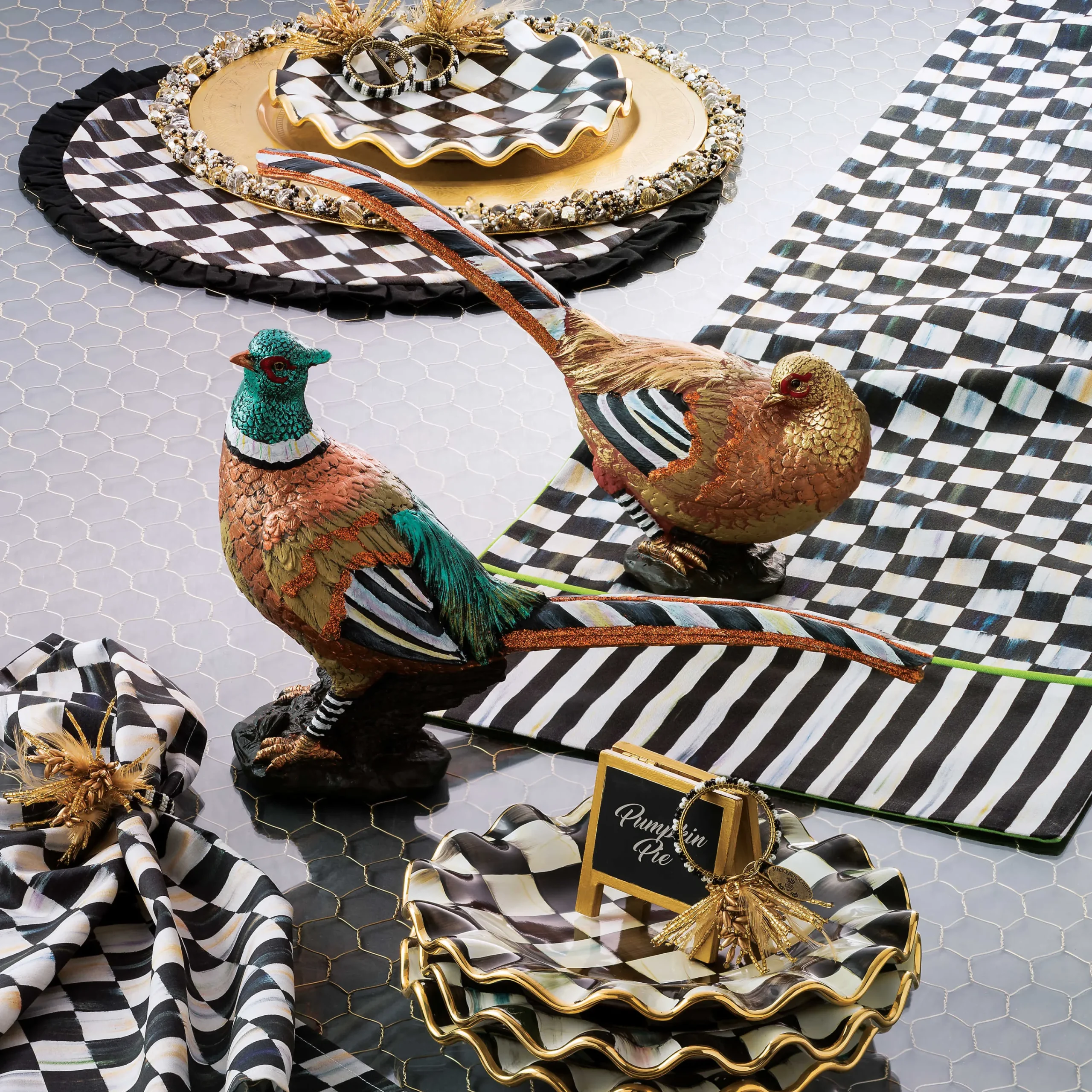 MacKenzie-Childs Courtly Check Round Placemat| Table Accessories|Kitchen & Table Linens