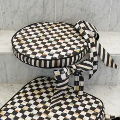 MacKenzie-Childs Courtly Check Round Stool Cushion| Pillows, Throws, & Cushions