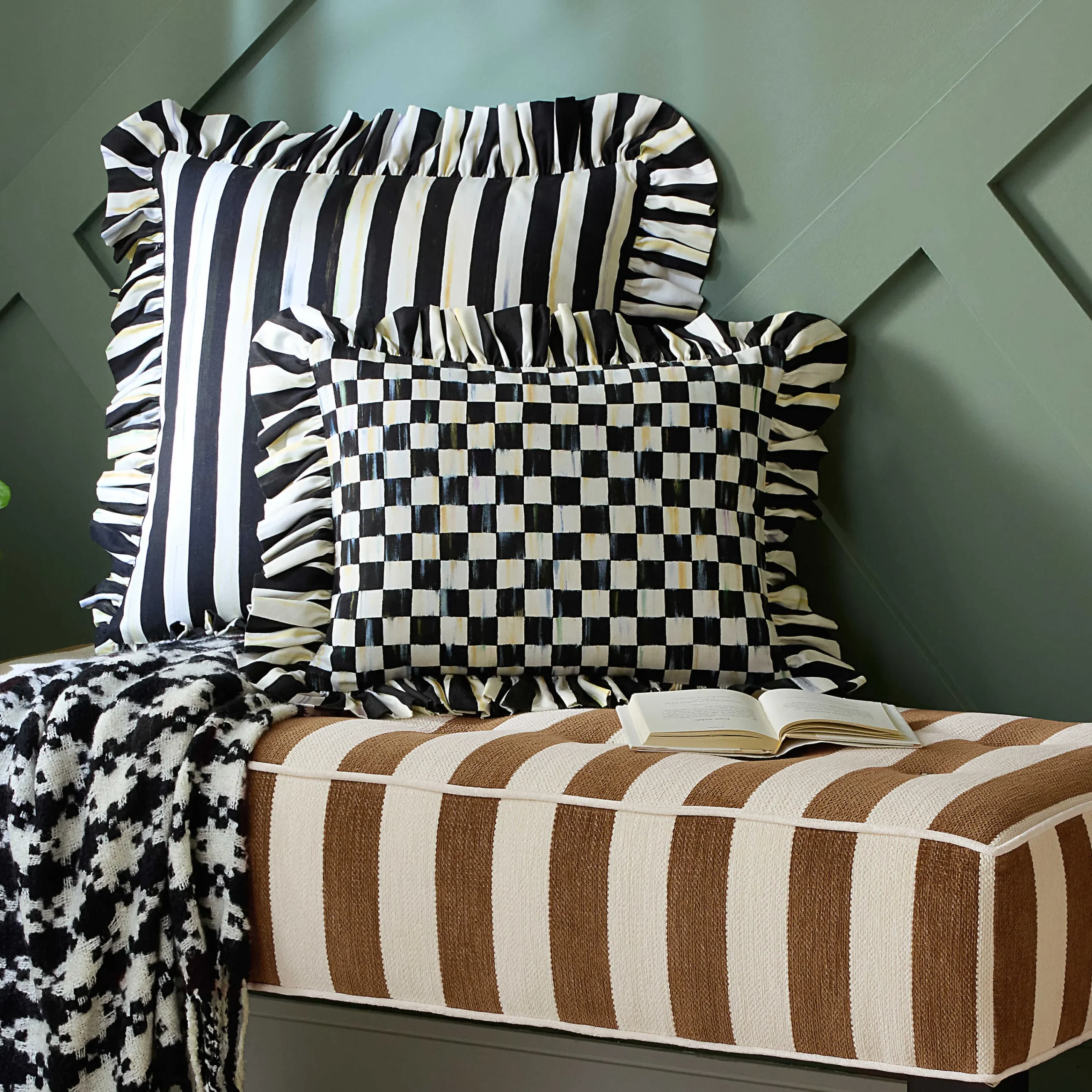 MacKenzie-Childs Courtly Check Ruffle Lumbar Pillow| Pillows, Throws, & Cushions
