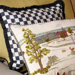 MacKenzie-Childs Courtly Check Ruffled Square Throw Pillow| Pillows, Throws, & Cushions