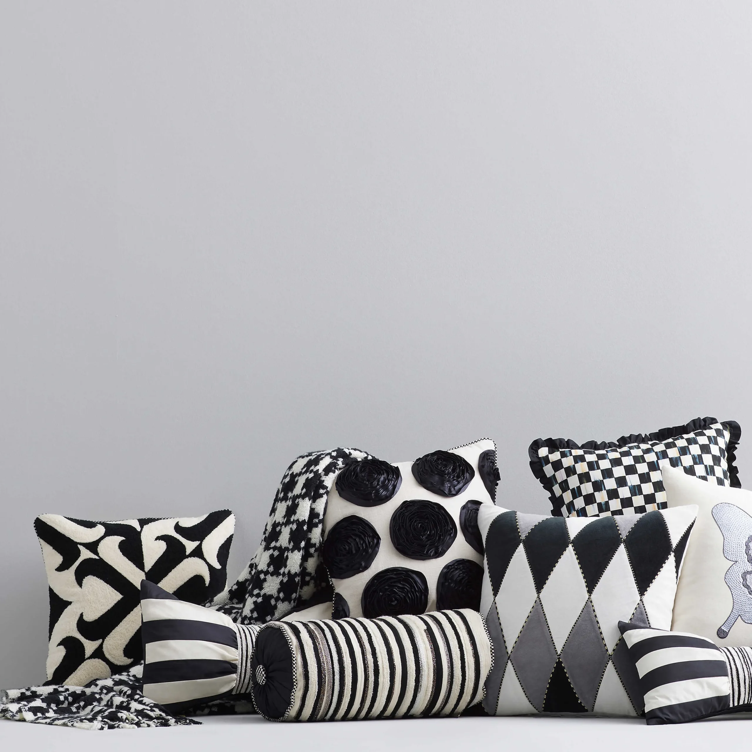 MacKenzie-Childs Courtly Check Ruffled Square Throw Pillow| Pillows, Throws, & Cushions