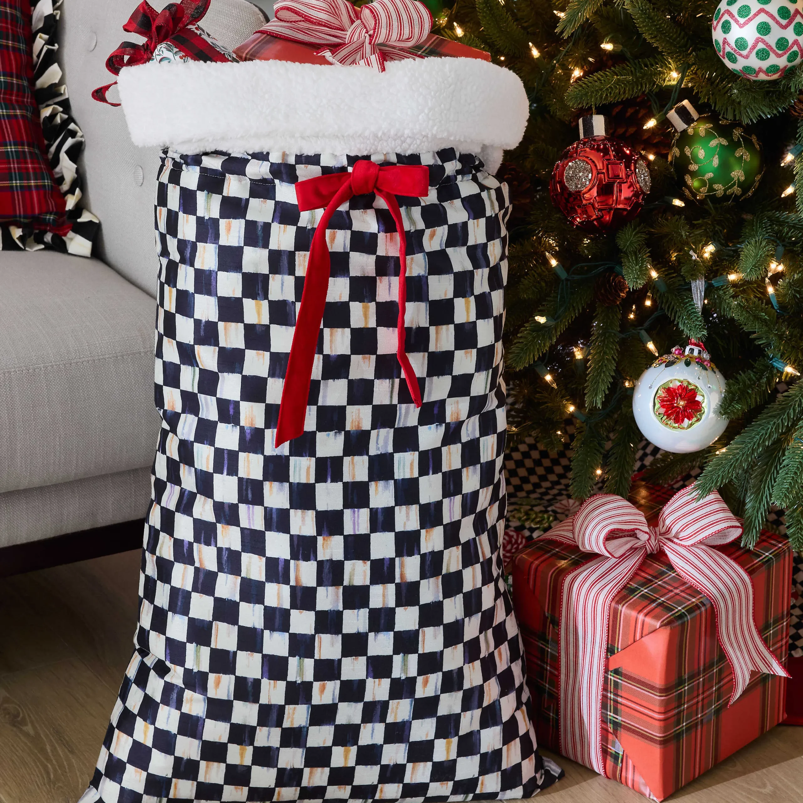 MacKenzie-Childs Courtly Check Santa Bag| Finishing Touches|Room Accents