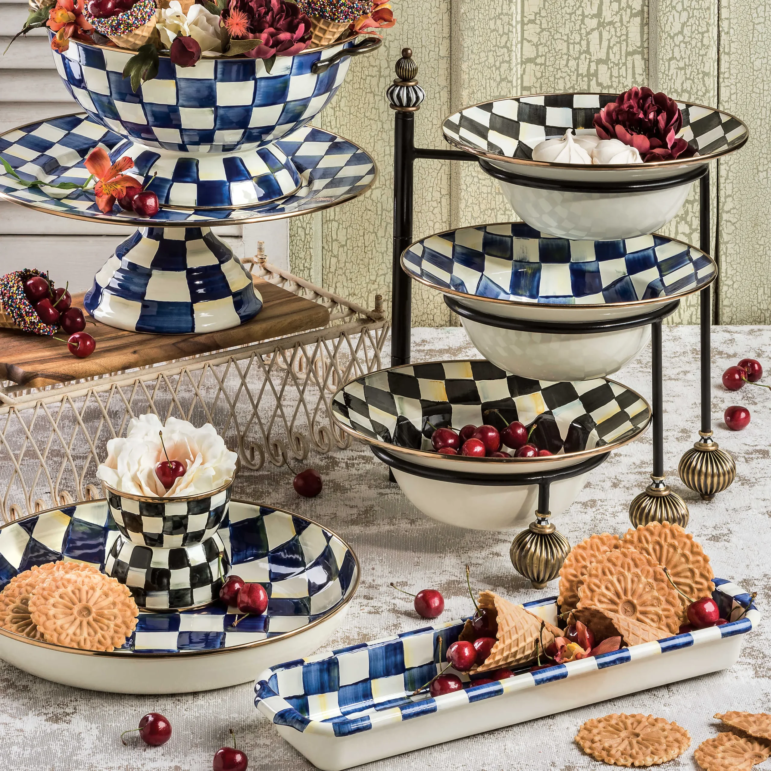 MacKenzie-Childs Courtly Check Serving Bowl| Fall Entertaining|Serveware