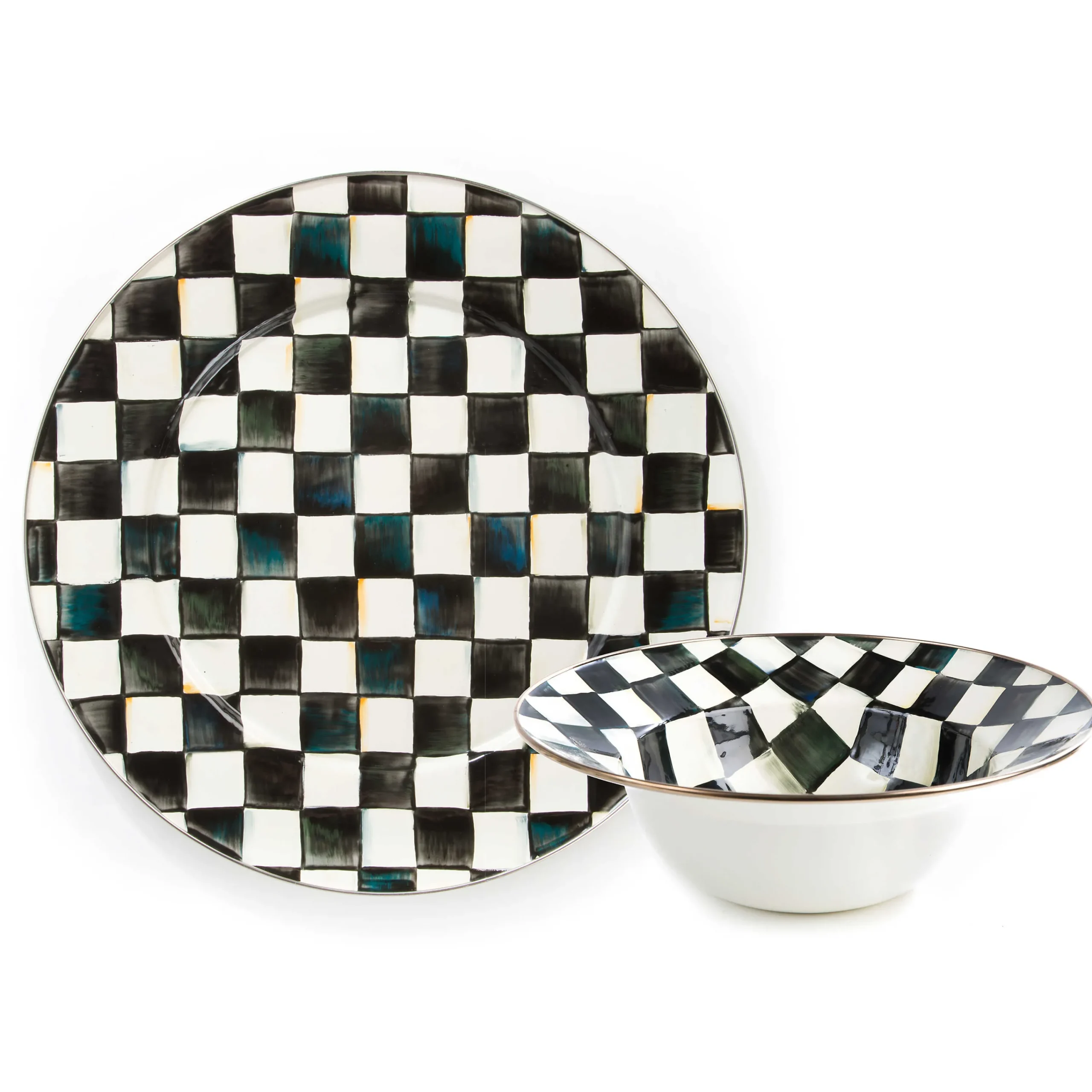MacKenzie-Childs Courtly Check Serving Platter Bowl Set| Kitchen & Dining Sets|Serveware