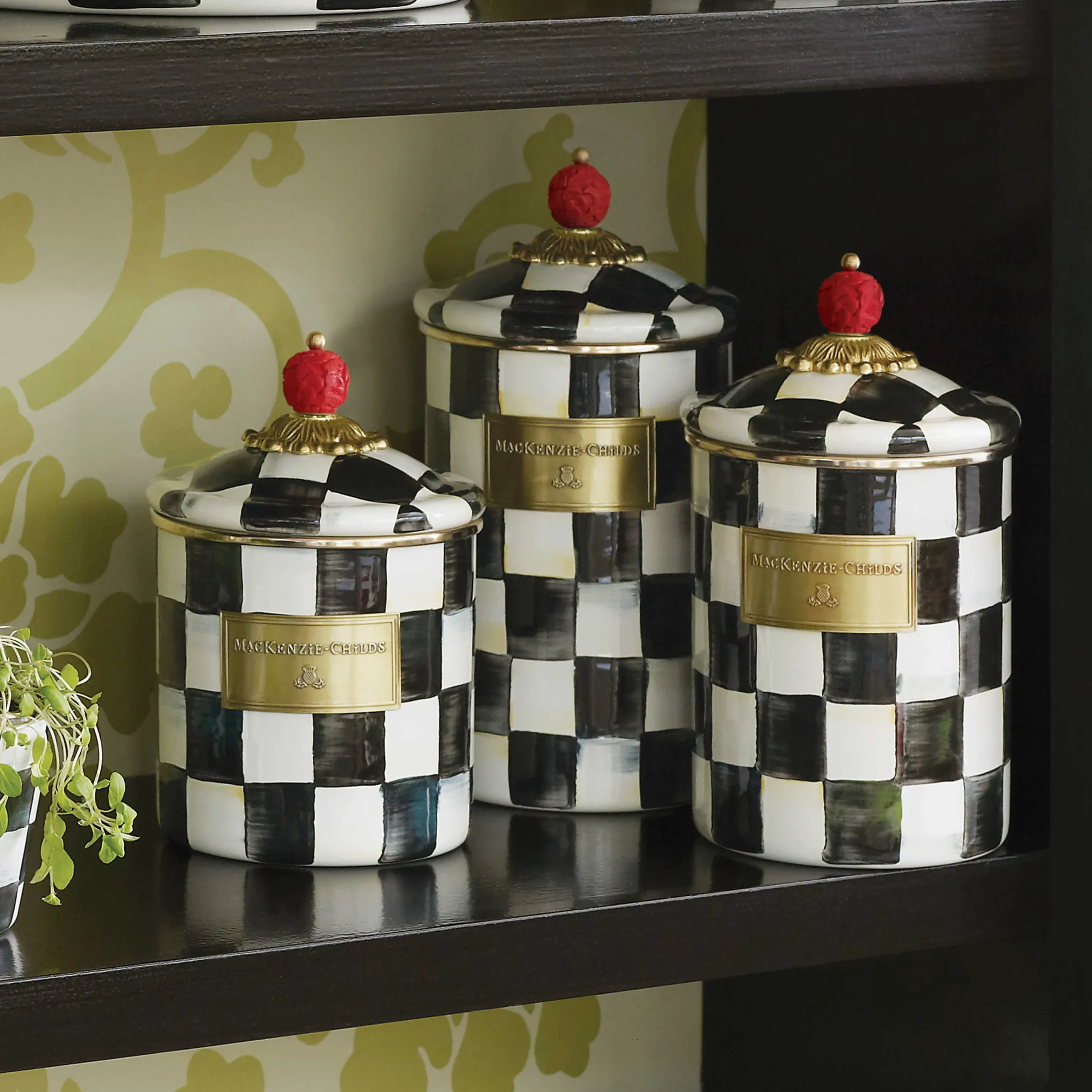 MacKenzie-Childs Courtly Check Small Canister| Room Accents|Kitchen Storage & Organization