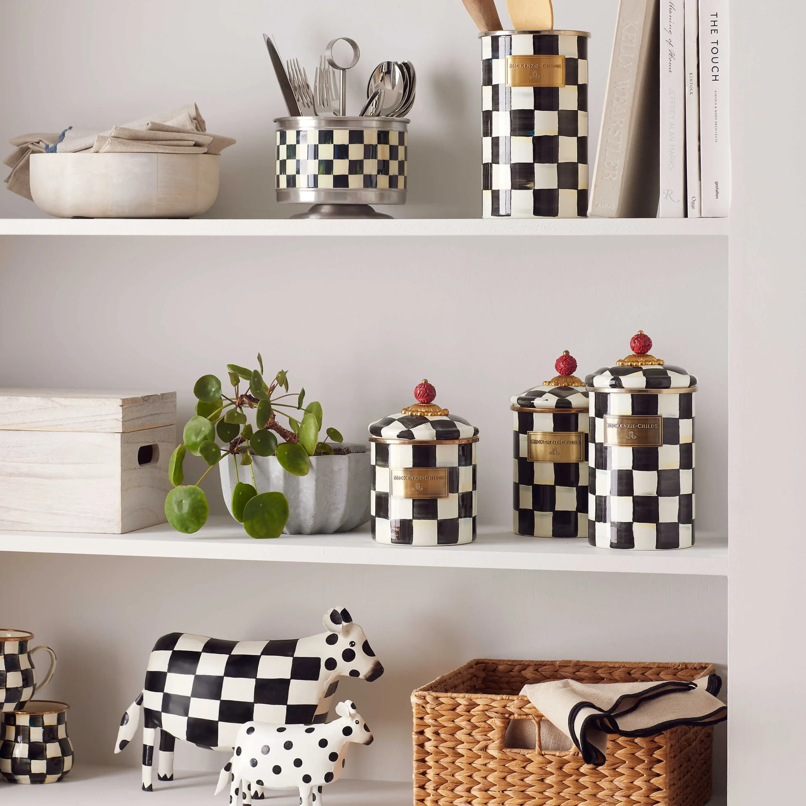 MacKenzie-Childs Courtly Check Small Canister| Room Accents|Kitchen Storage & Organization