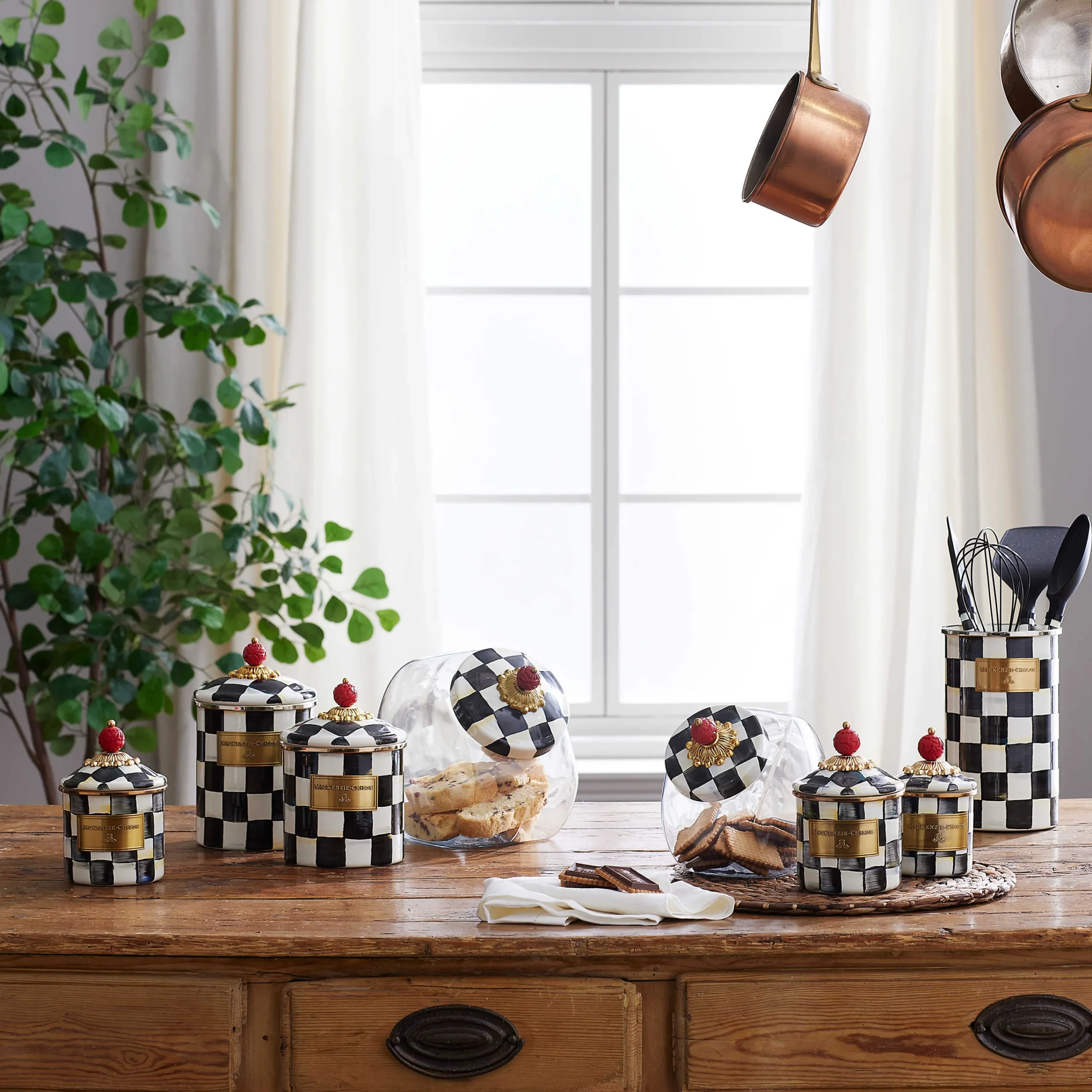MacKenzie-Childs Courtly Check Small Canister| Room Accents|Kitchen Storage & Organization
