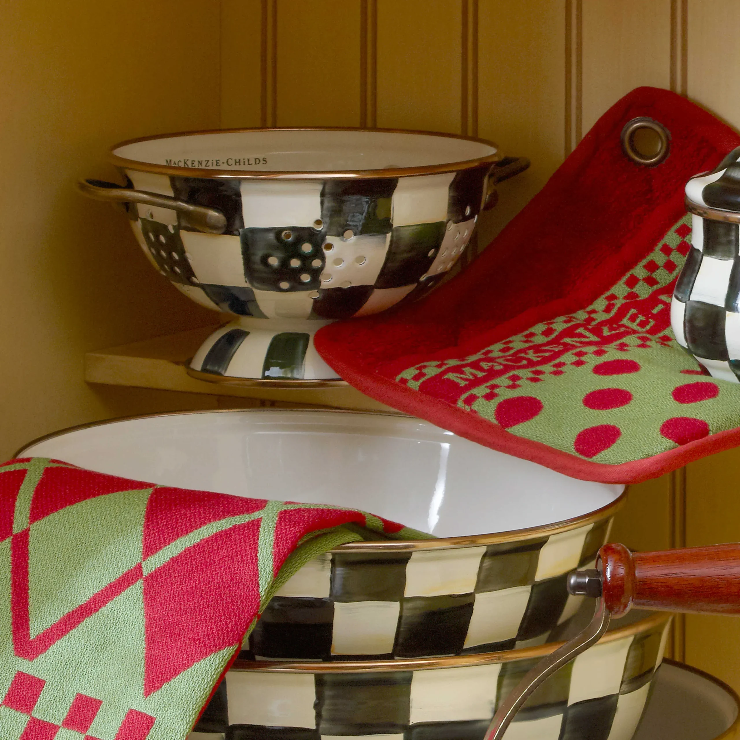 MacKenzie-Childs Courtly Check Small Colander| Kitchen Utensils & Tools