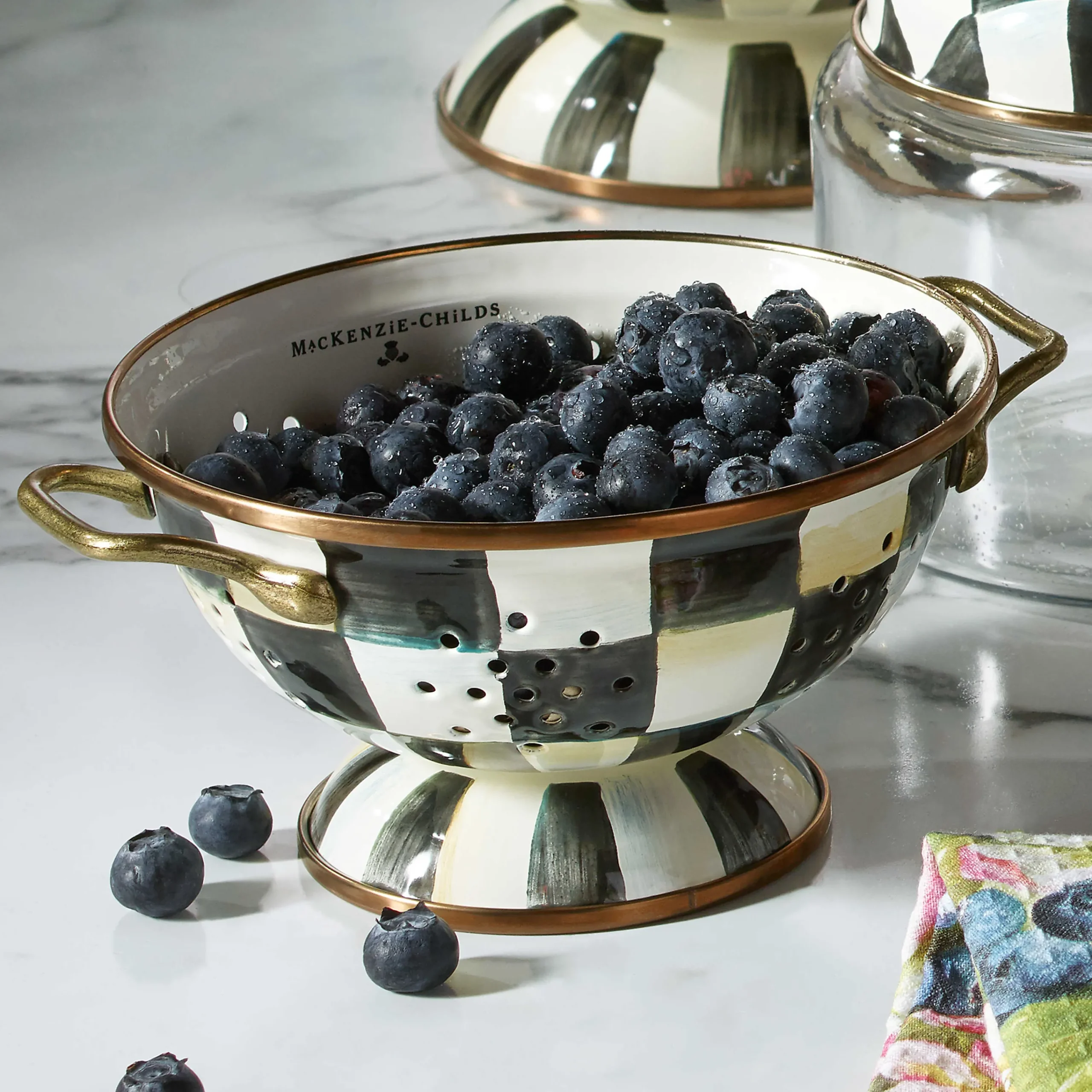 MacKenzie-Childs Courtly Check Small Colander| Kitchen Utensils & Tools