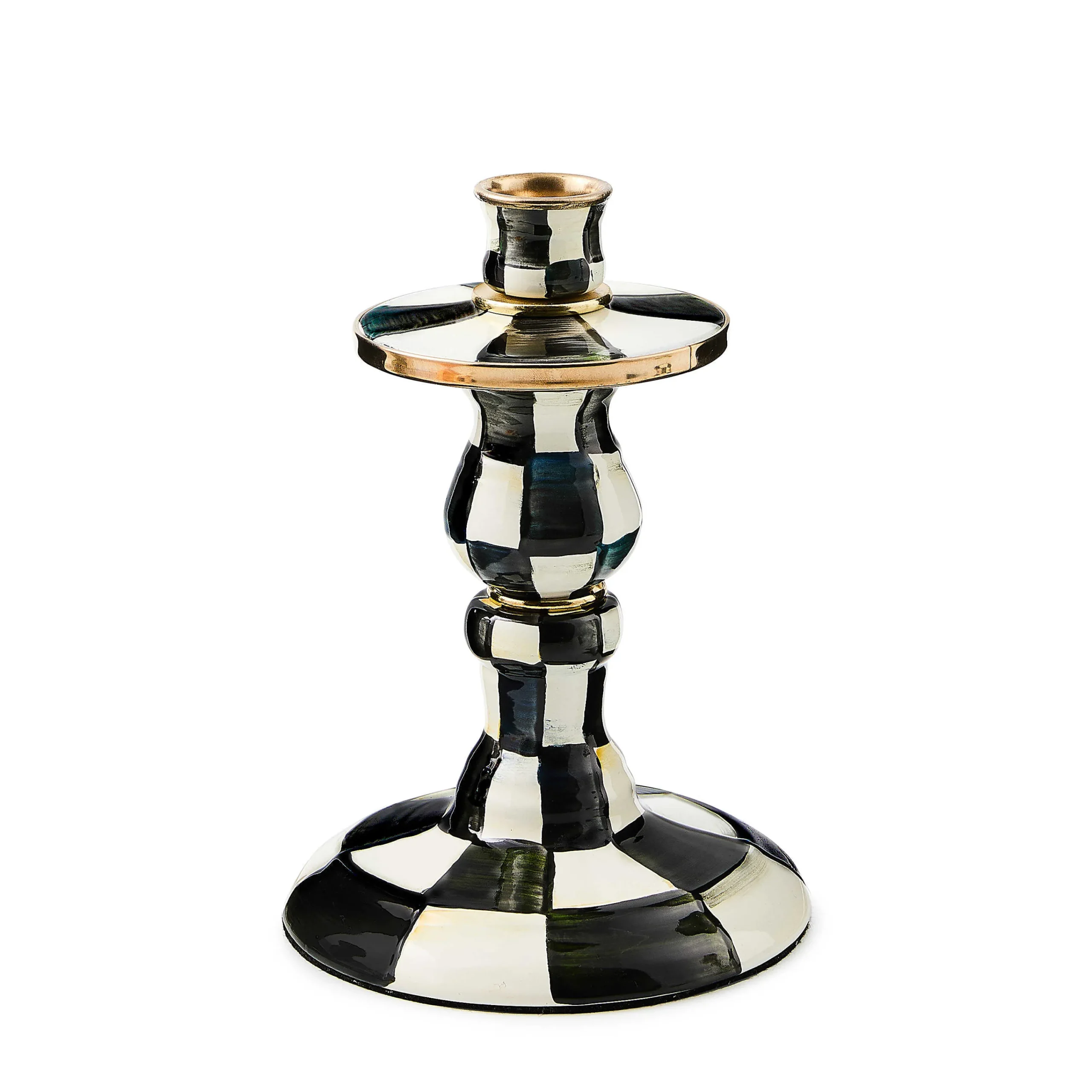 MacKenzie-Childs Courtly Check Small Enamel Candlestick| Candles & Fragrances|Table Accessories