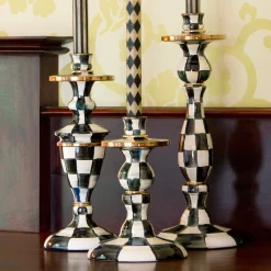 MacKenzie-Childs Courtly Check Small Enamel Candlestick| Candles & Fragrances|Table Accessories