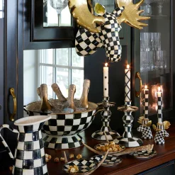 MacKenzie-Childs Courtly Check Small Enamel Candlestick| Candles & Fragrances|Table Accessories