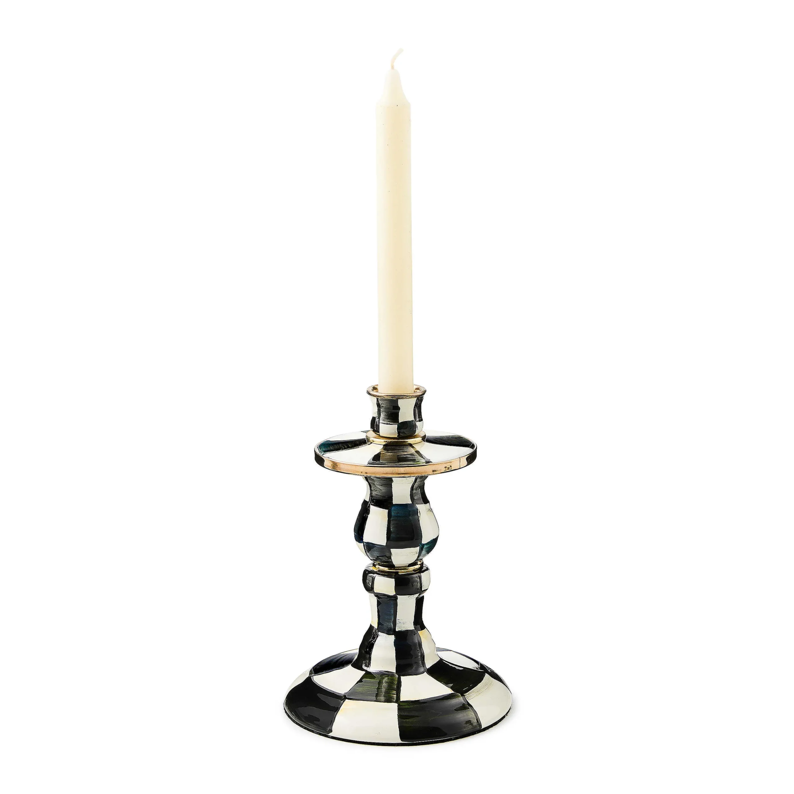 MacKenzie-Childs Courtly Check Small Enamel Candlestick| Candles & Fragrances|Table Accessories