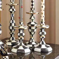 MacKenzie-Childs Courtly Check Small Enamel Candlestick| Candles & Fragrances|Table Accessories