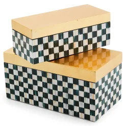 MacKenzie-Childs Courtly Check Small Lacquer Decorative Box with Hinged Lid| Room Accents