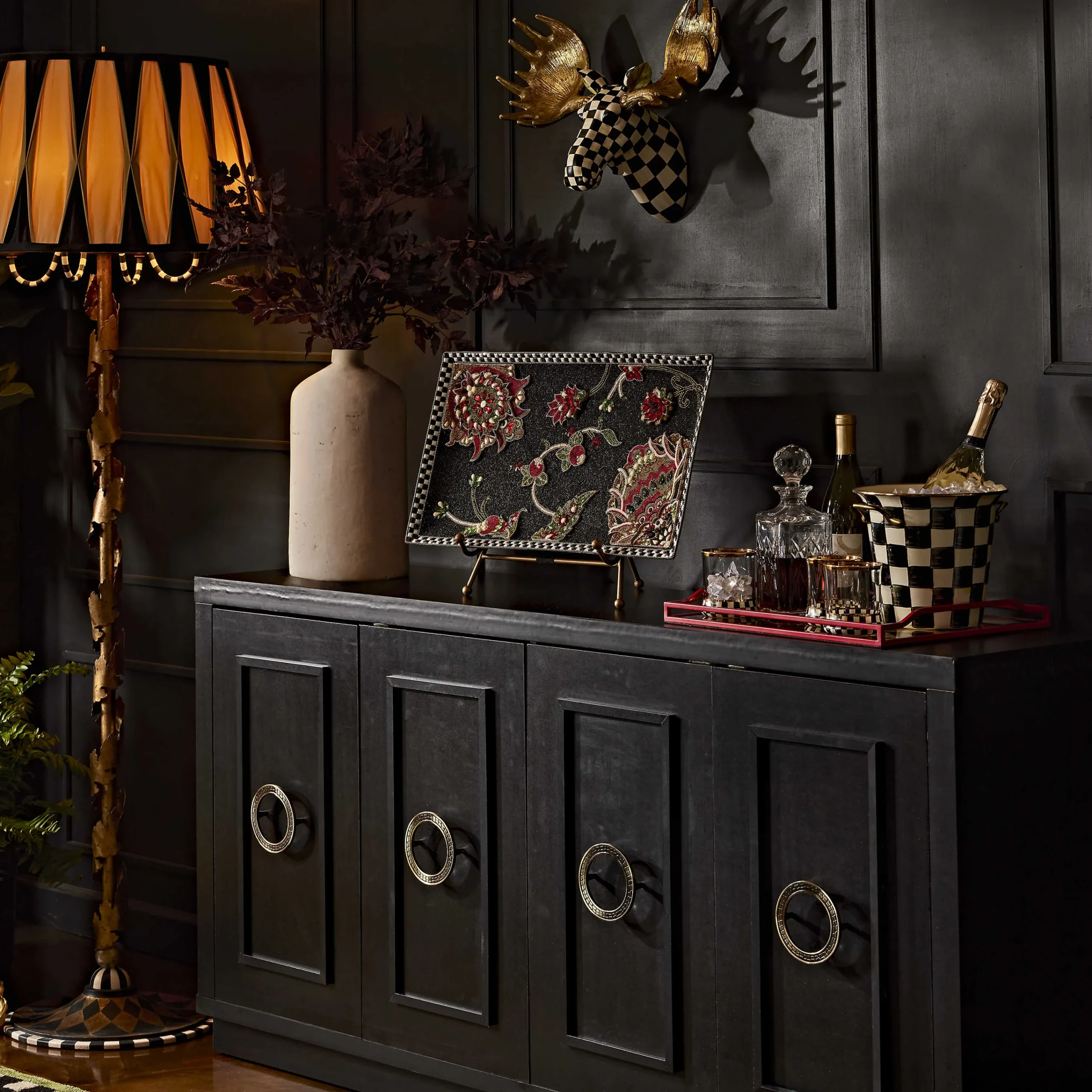 MacKenzie-Childs Courtly Check Small Moose| Holiday|Room Accents