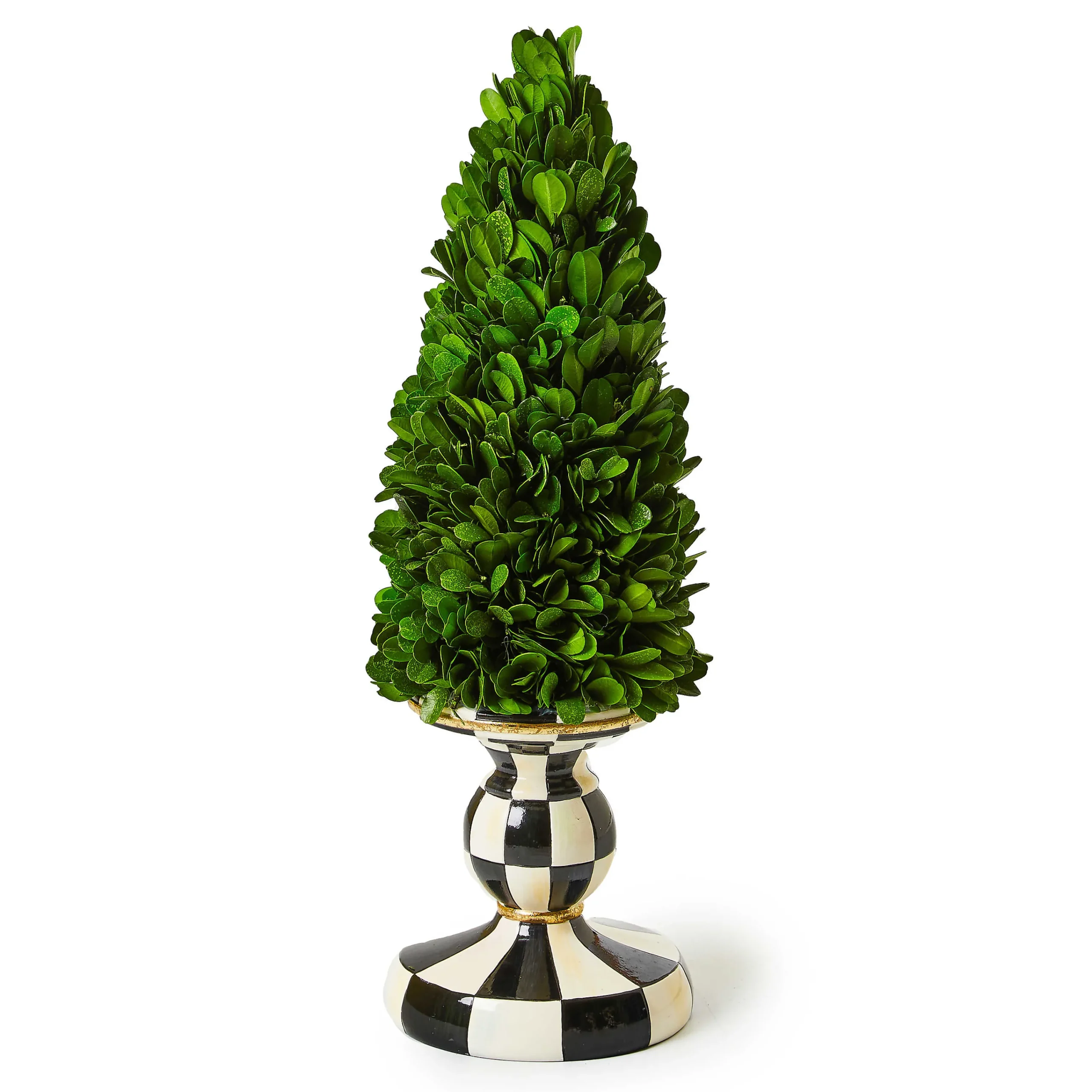 MacKenzie-Childs Courtly Check Small Pedestal Boxwood Tree| Greenery & Florals