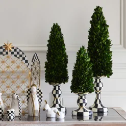 MacKenzie-Childs Courtly Check Small Pedestal Boxwood Tree| Greenery & Florals