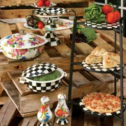 MacKenzie-Childs Courtly Check Small Pedestal Platter| Fall Entertaining|Serveware