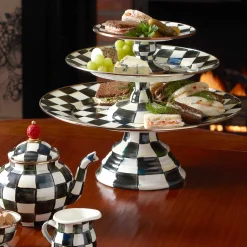 MacKenzie-Childs Courtly Check Small Pedestal Platter| Fall Entertaining|Serveware
