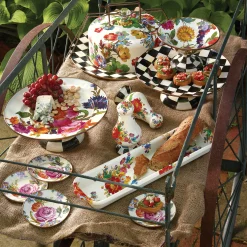 MacKenzie-Childs Courtly Check Small Pedestal Platter| Fall Entertaining|Serveware