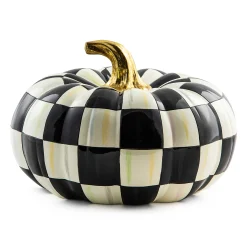 MacKenzie-Childs Courtly Check Squashed Glossy Medium Pumpkin| Pumpkins|The Halloween Shop