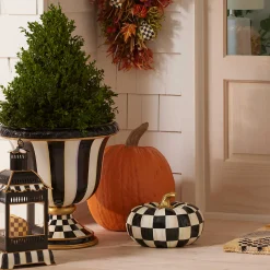 MacKenzie-Childs Courtly Check Squashed Glossy Medium Pumpkin| Pumpkins|The Halloween Shop