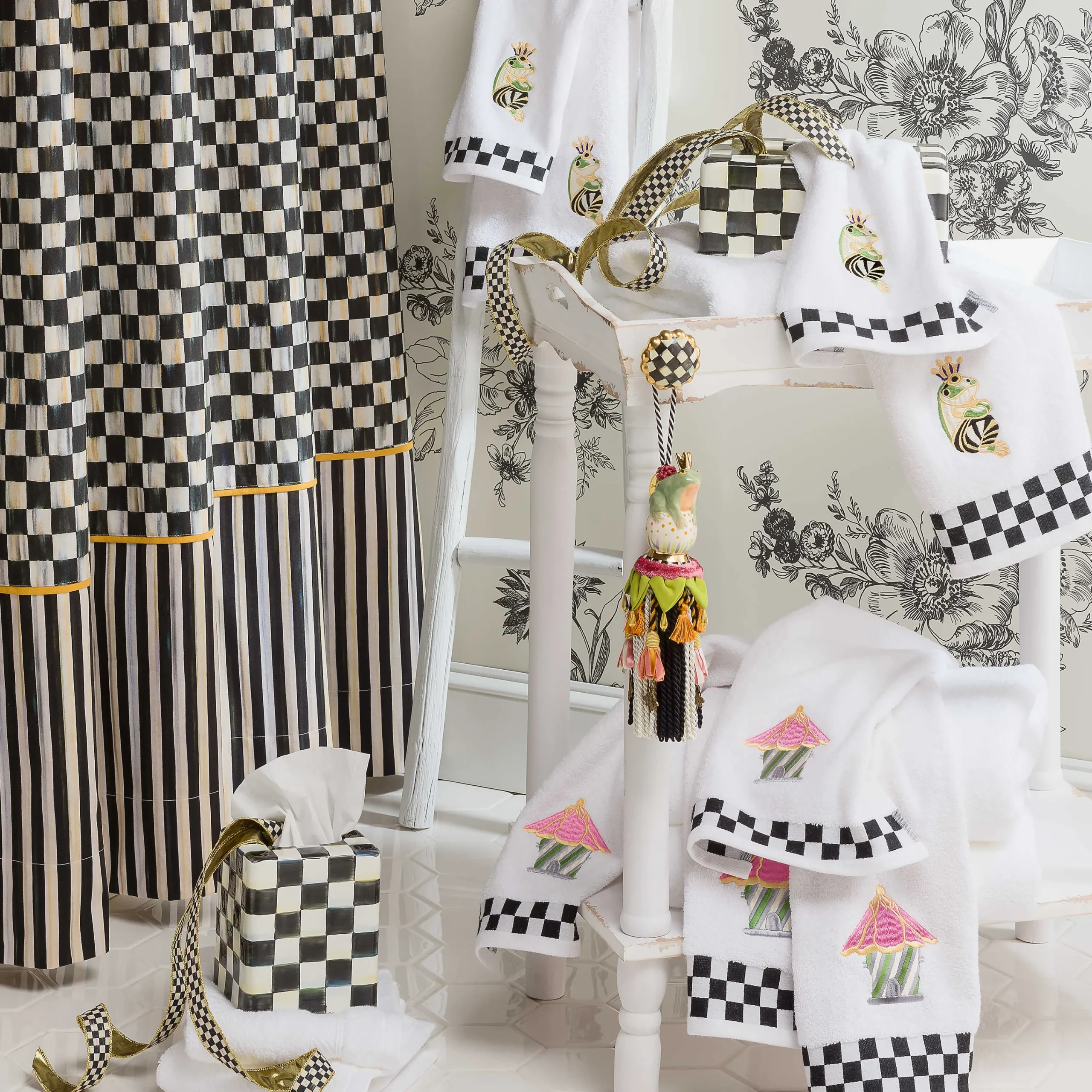 MacKenzie-Childs Courtly Check Standard Tissue Box Cover| Bath & Bath Accessories|Room Accents