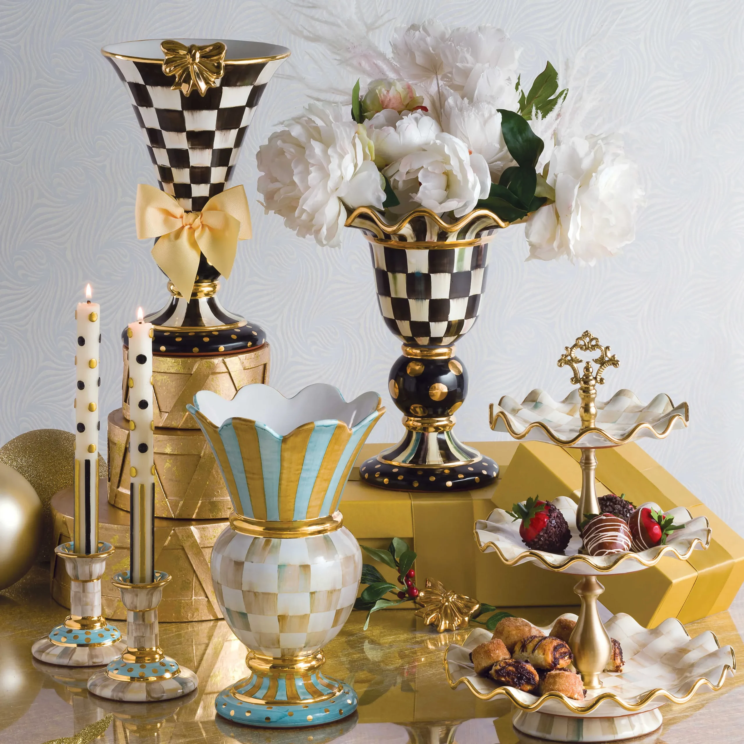 MacKenzie-Childs Courtly Check Stately Vase| Room Accents