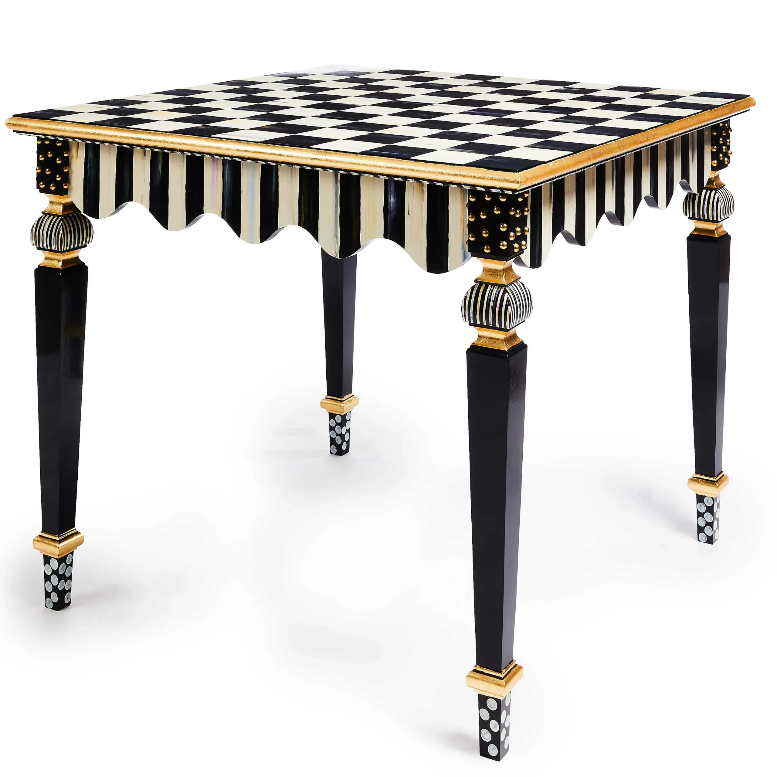 MacKenzie-Childs Courtly Check Stripe Game Table| Dining Room & Kitchen