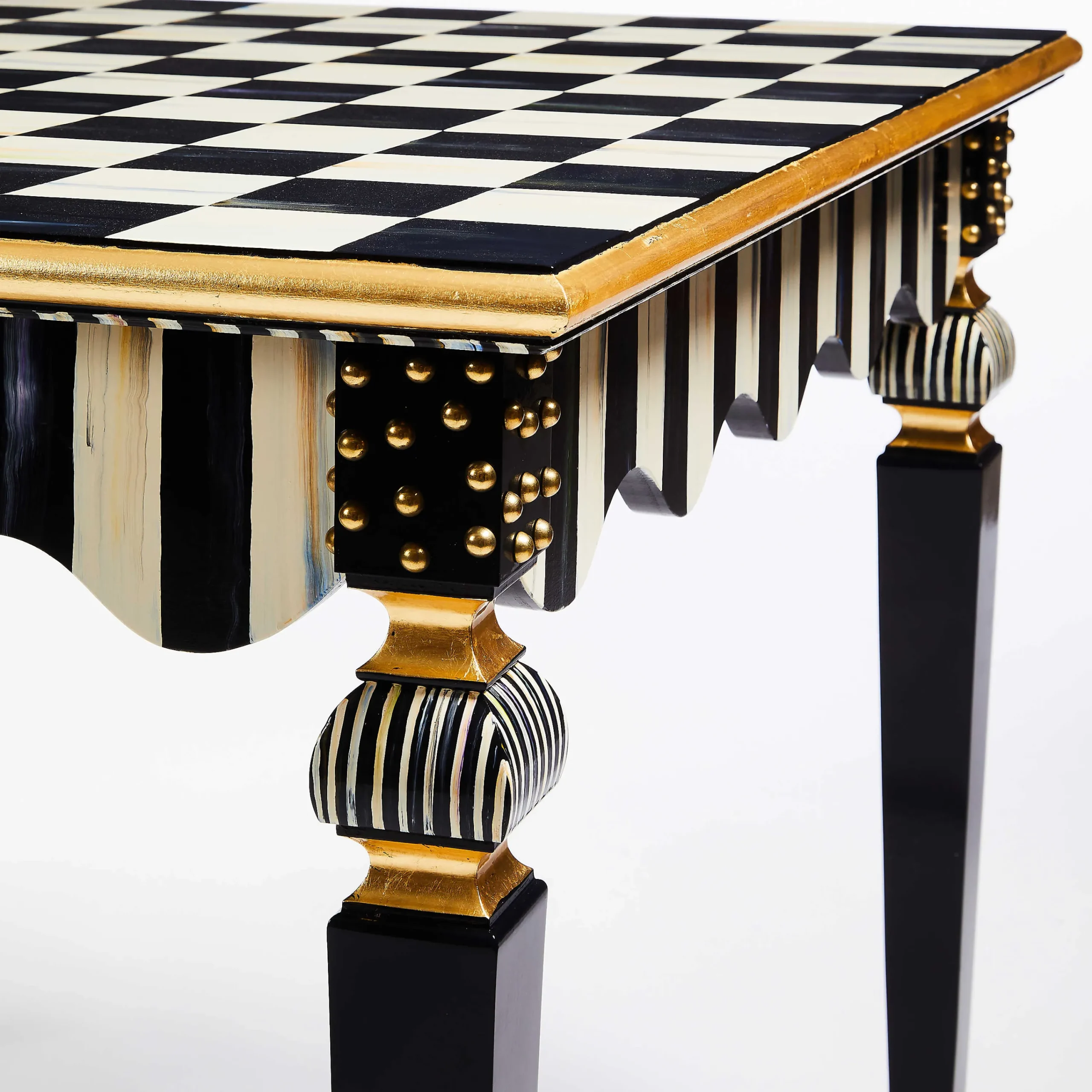 MacKenzie-Childs Courtly Check Stripe Game Table| Dining Room & Kitchen
