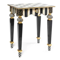 MacKenzie-Childs Courtly Check Stripe Side Table| Living Room