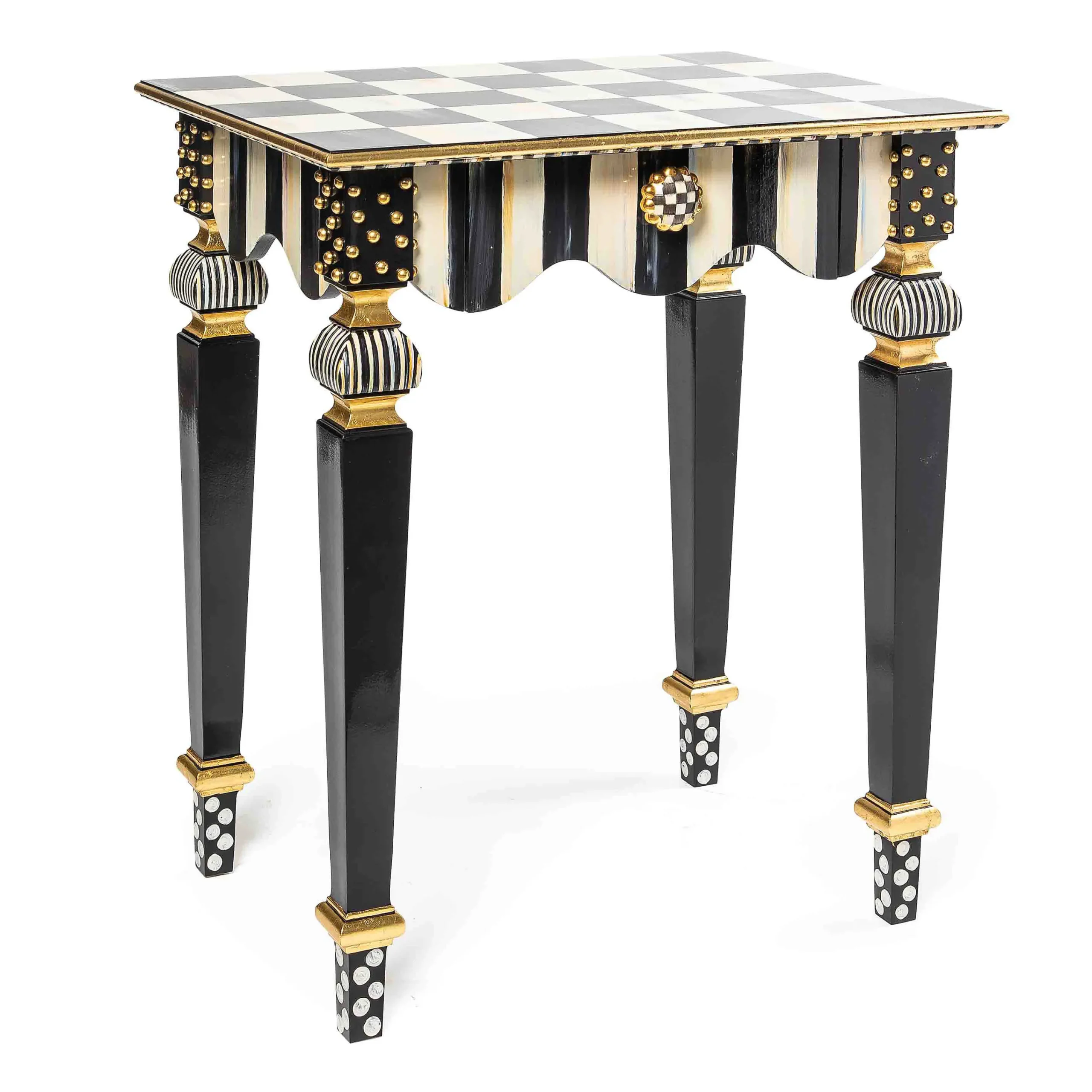 MacKenzie-Childs Courtly Check Stripe Side Table| Living Room