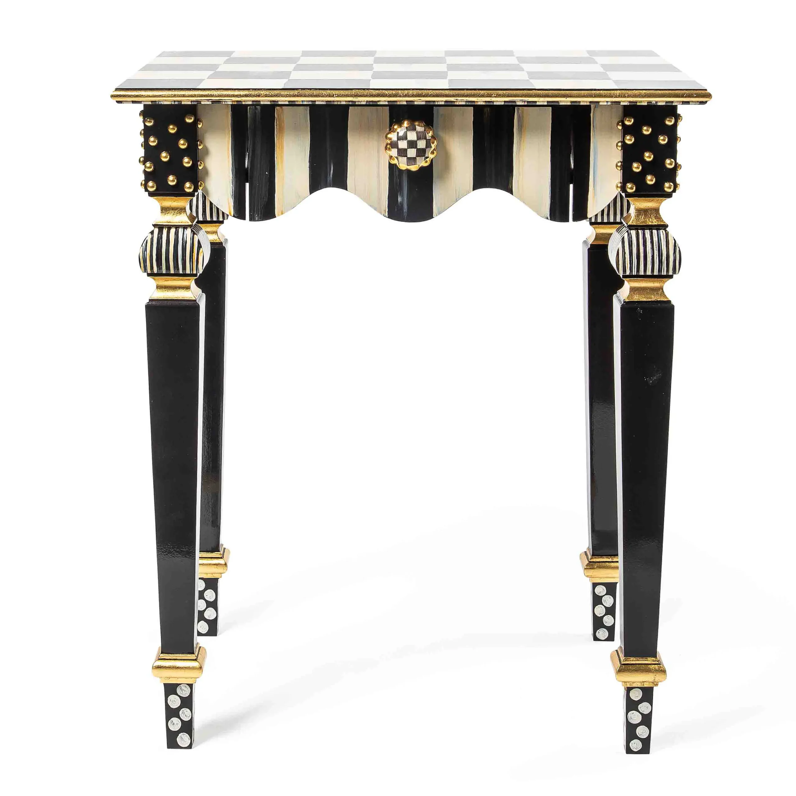 MacKenzie-Childs Courtly Check Stripe Side Table| Living Room