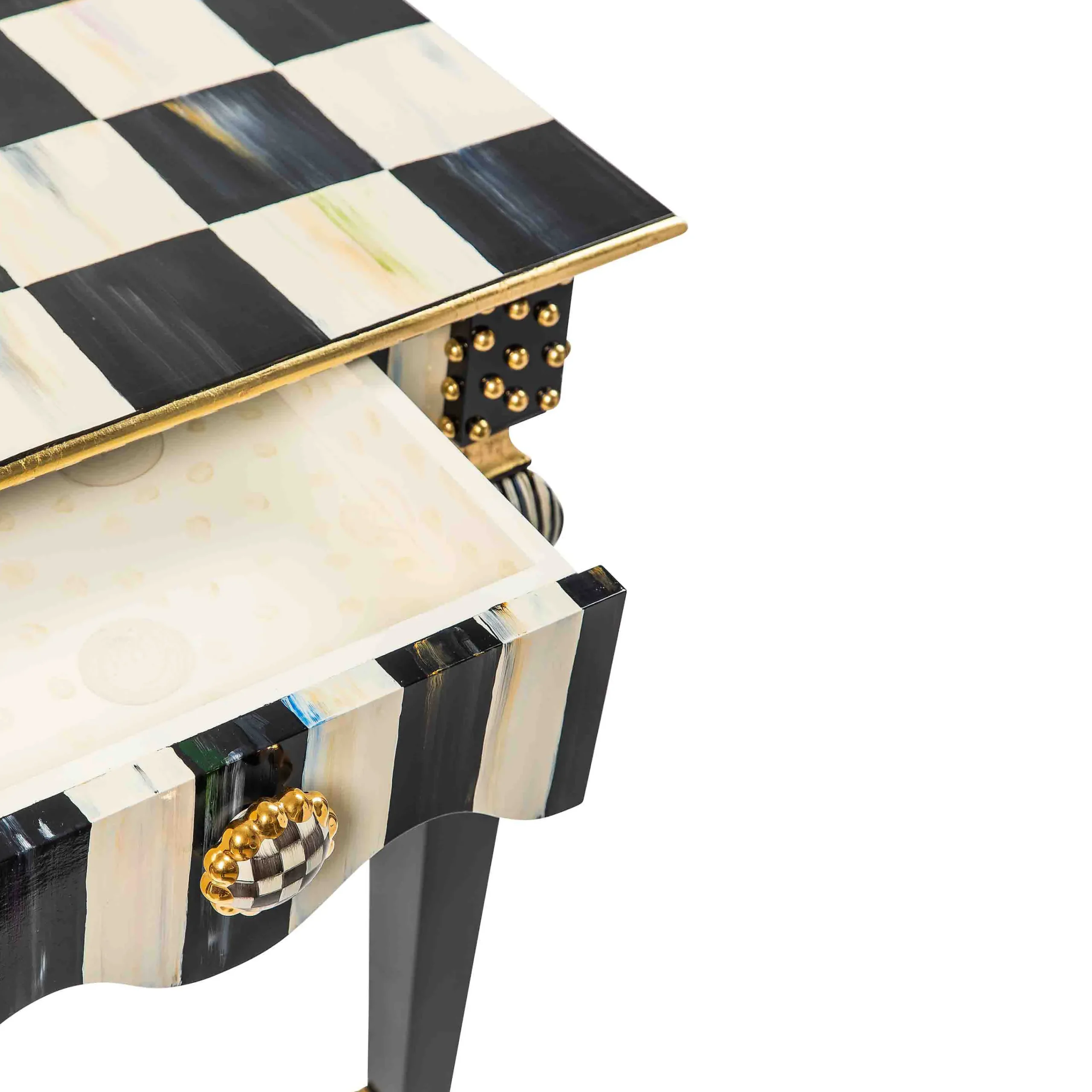 MacKenzie-Childs Courtly Check Stripe Side Table| Living Room