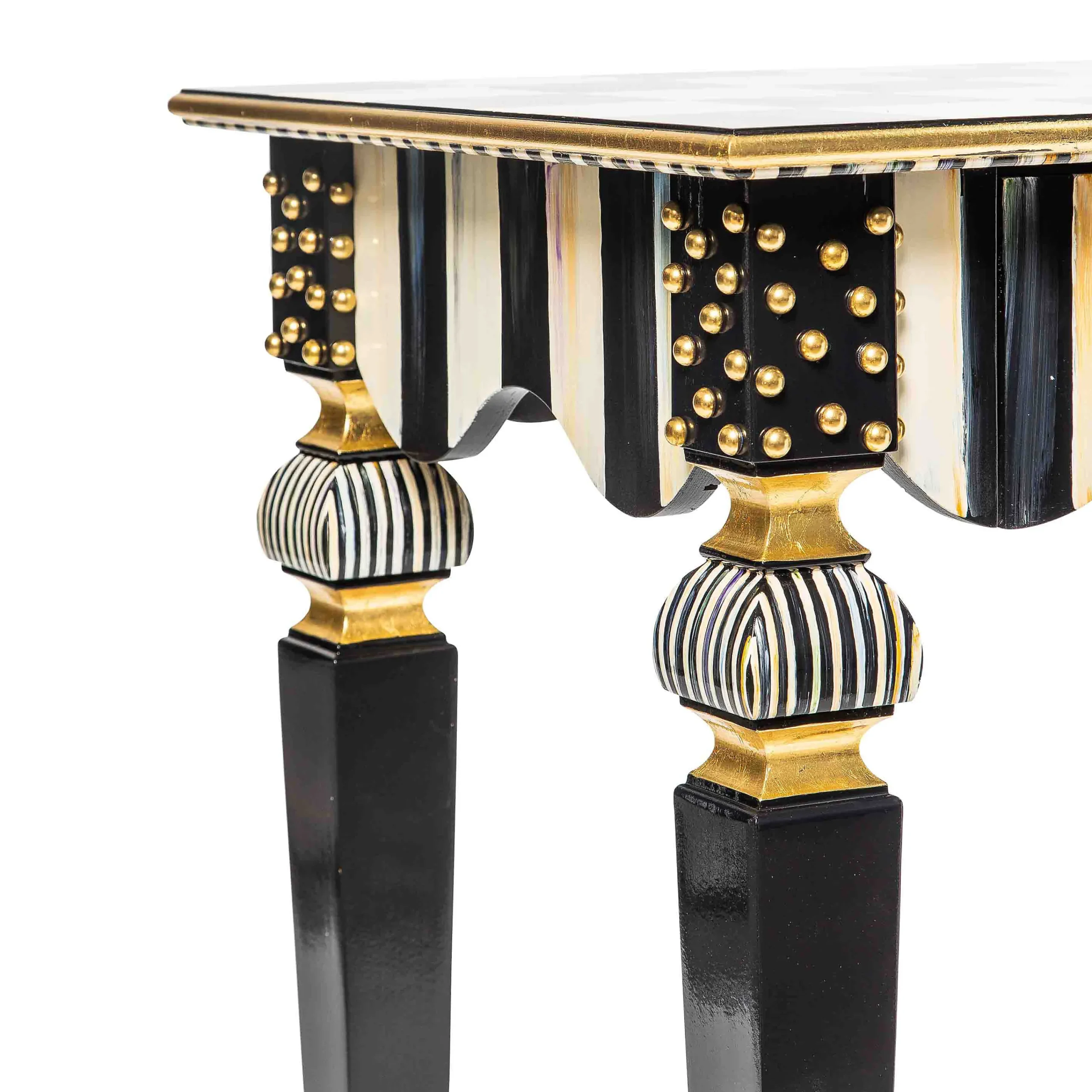 MacKenzie-Childs Courtly Check Stripe Side Table| Living Room
