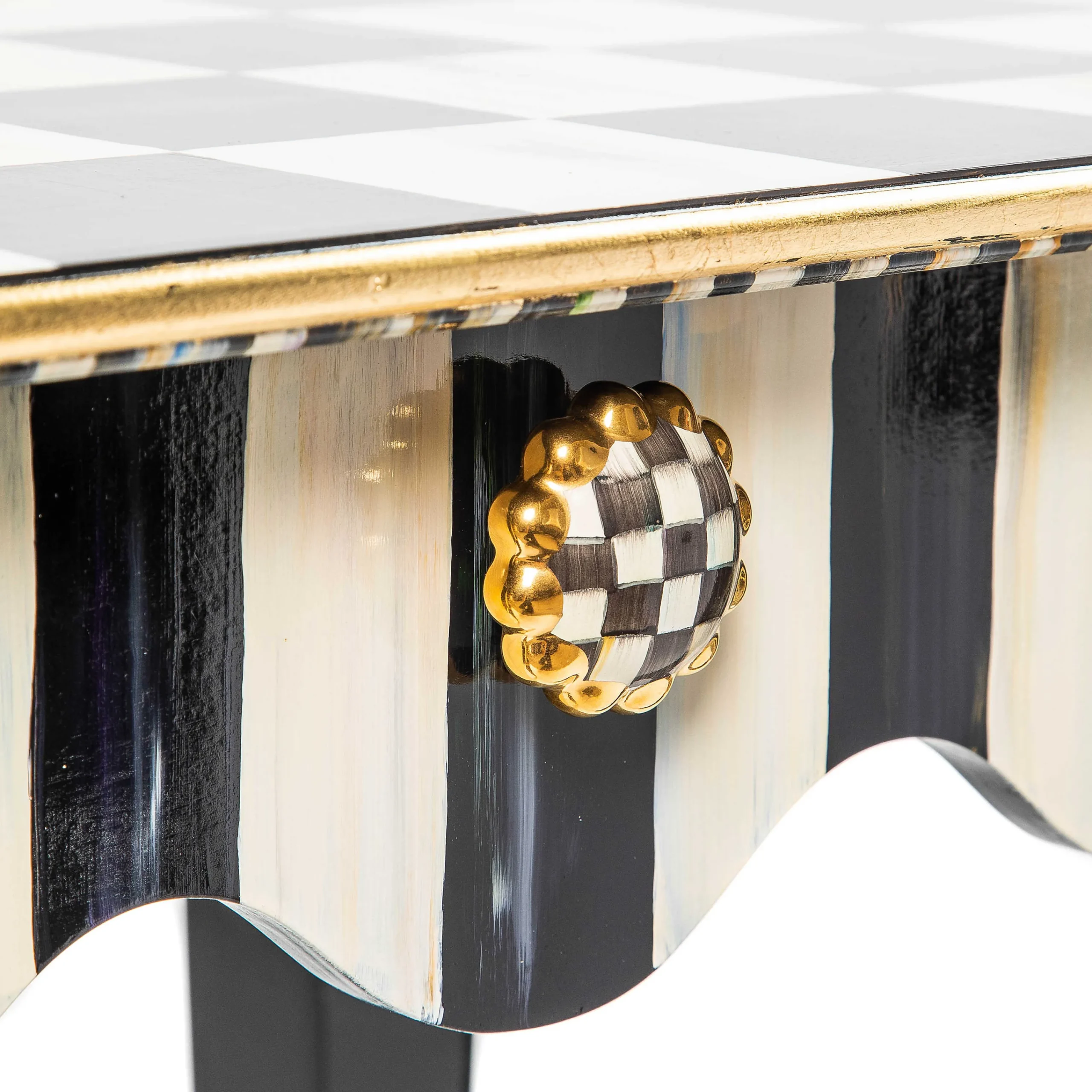 MacKenzie-Childs Courtly Check Stripe Side Table| Living Room