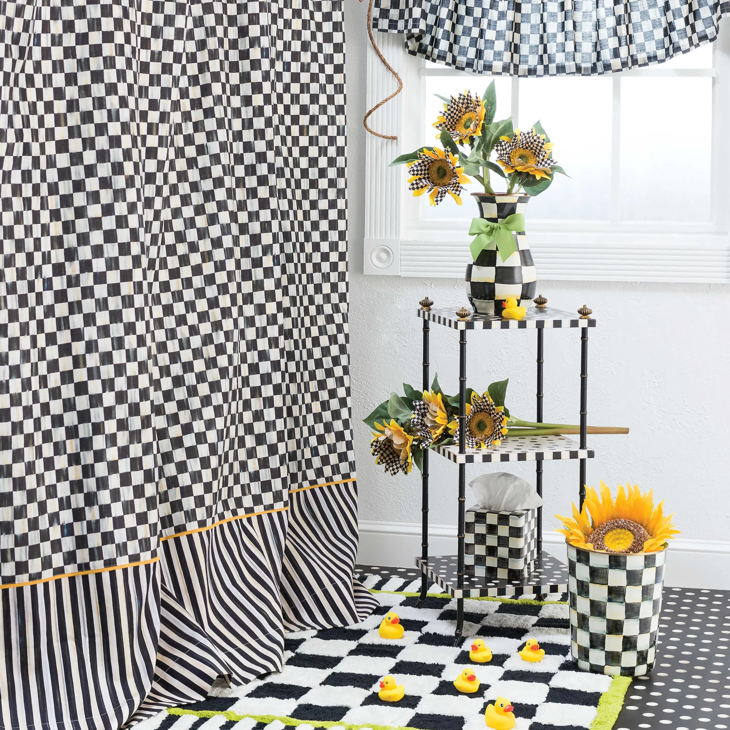 MacKenzie-Childs Courtly Check Tab Top Cafe Valance| Room Accents