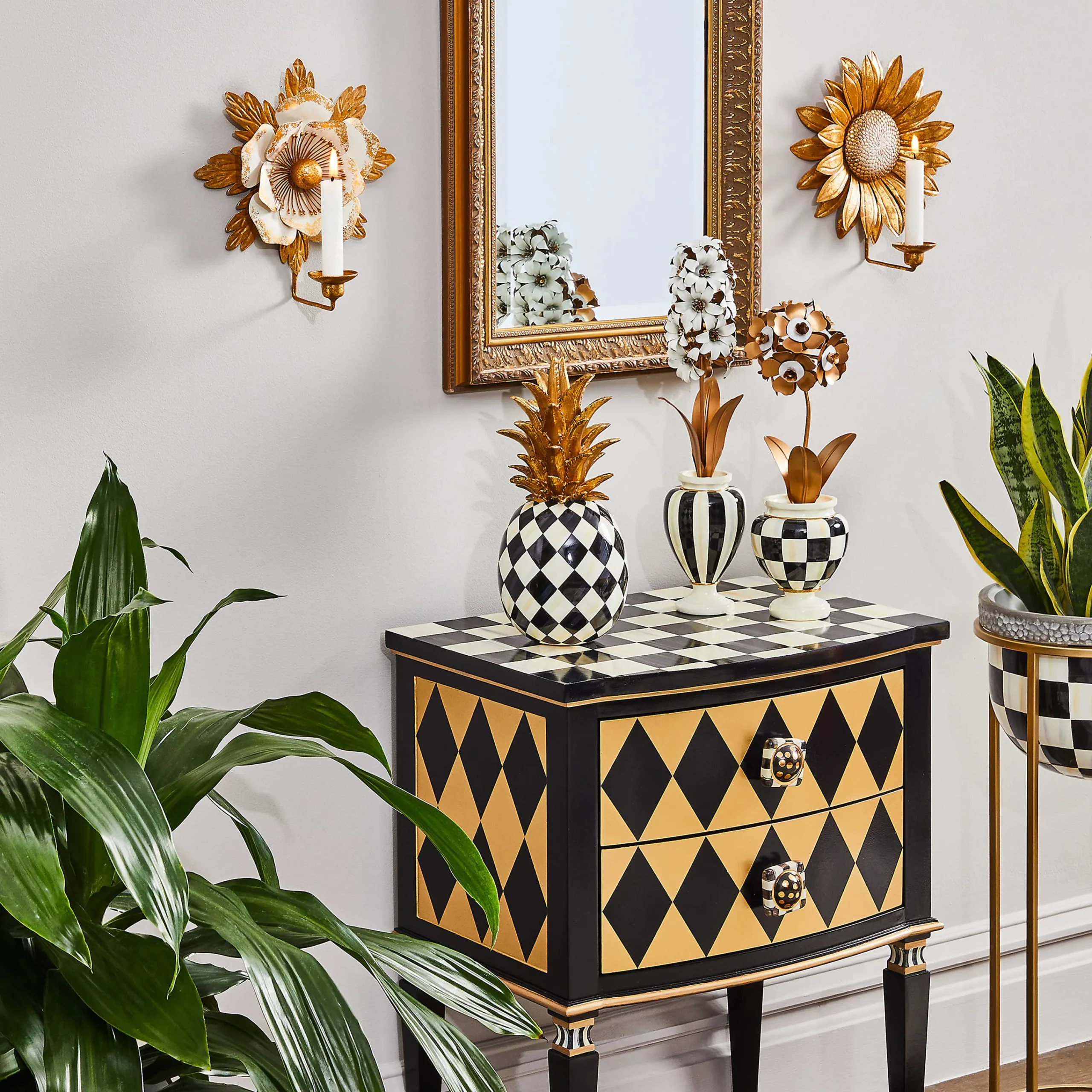 MacKenzie-Childs Courtly Check Tall Plant Stand| Outdoor