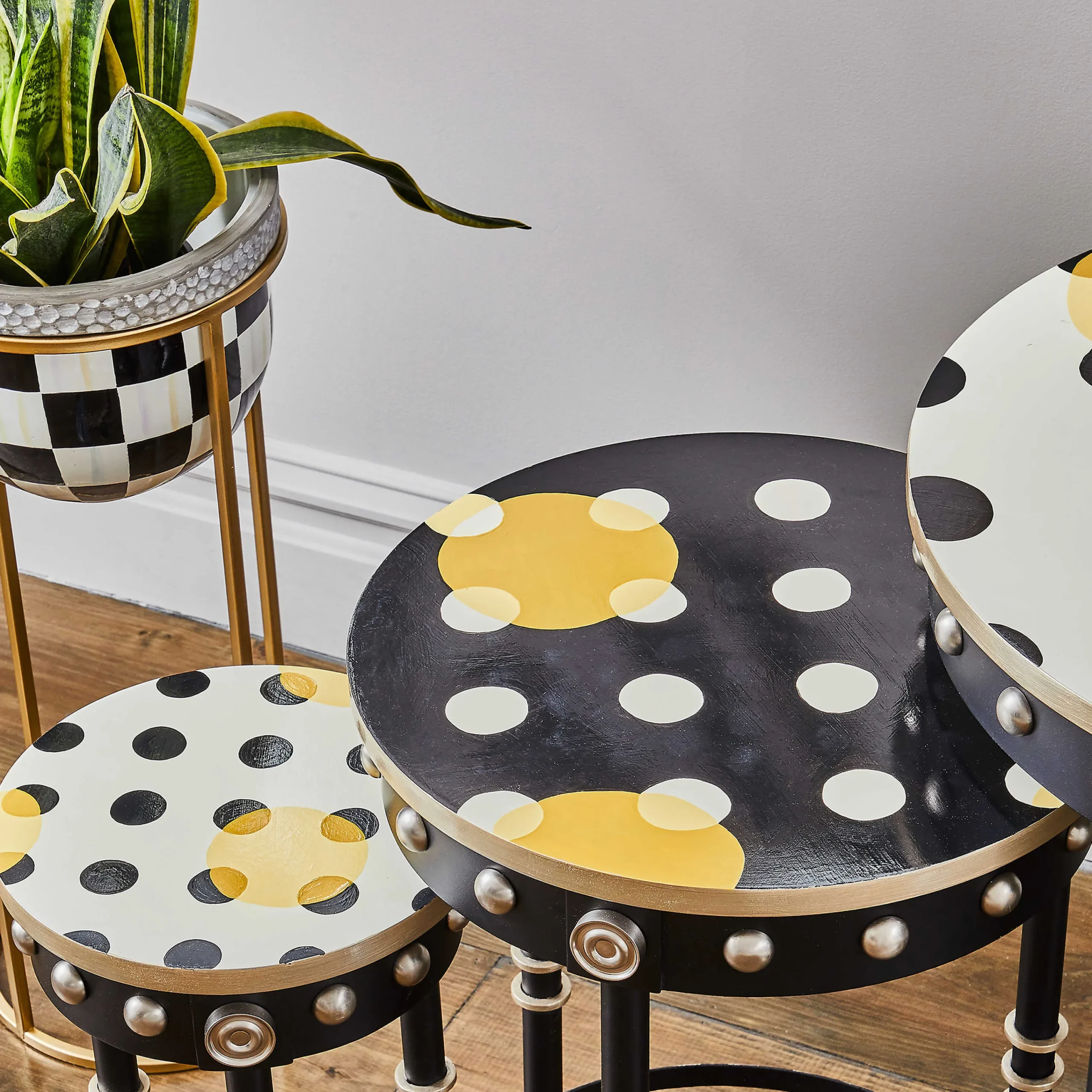 MacKenzie-Childs Courtly Check Tall Plant Stand| Outdoor