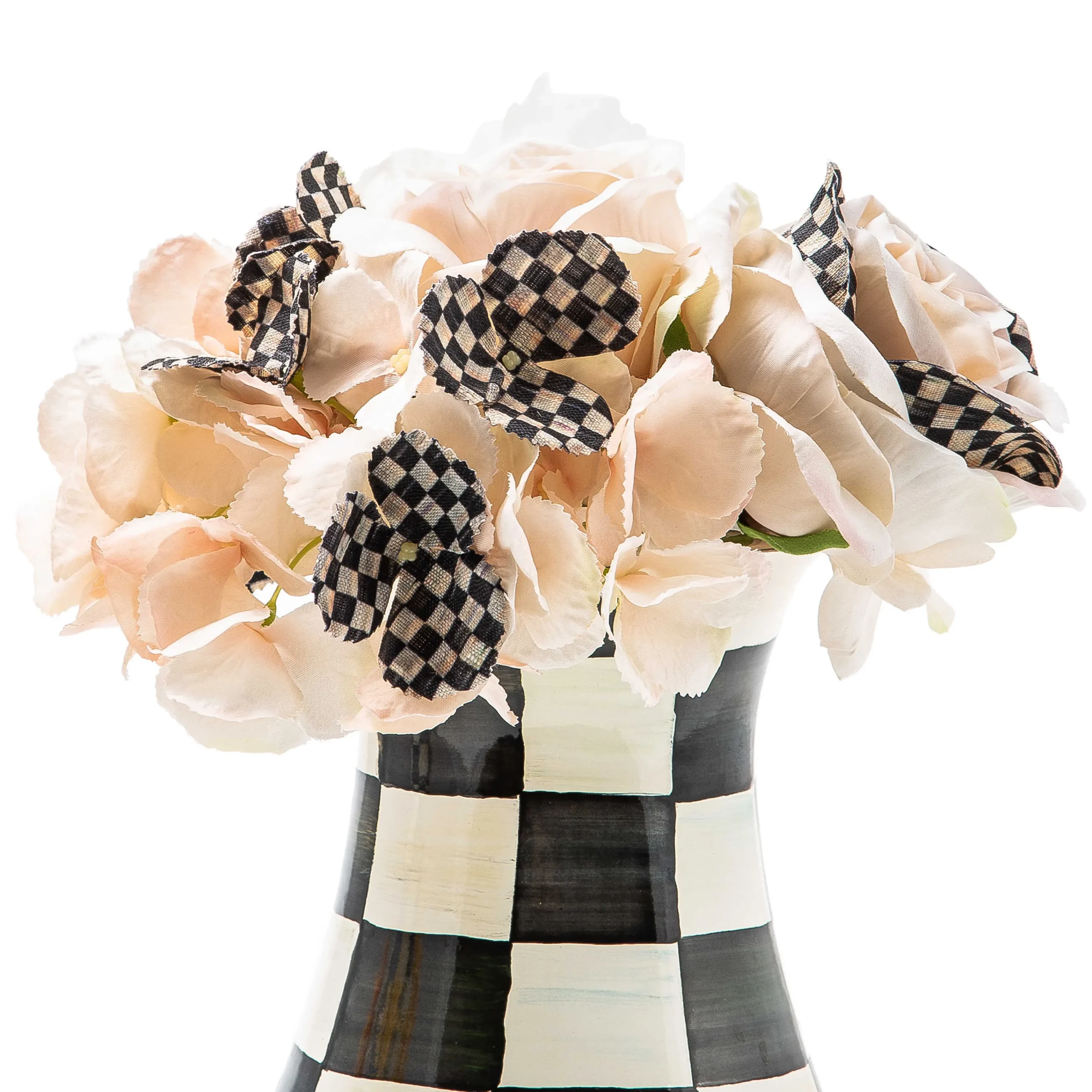 MacKenzie-Childs Courtly Check Tall Vase Bouquet Set| Greenery & Florals|Room Accents