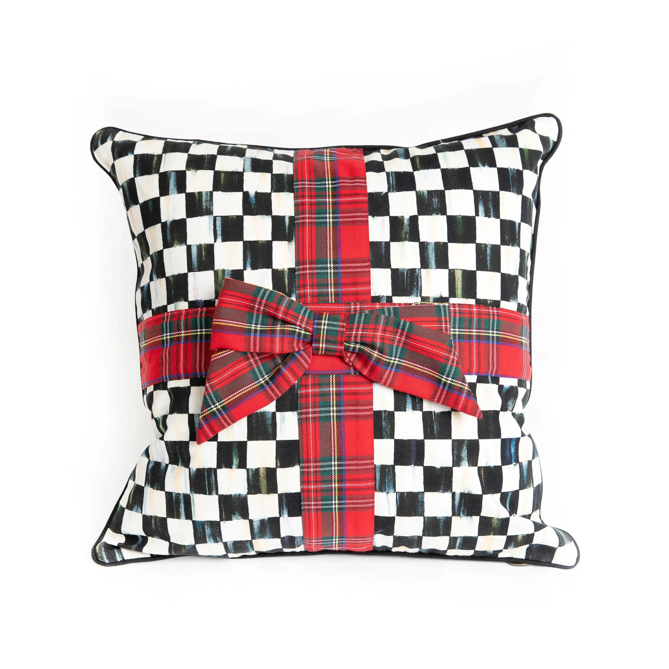 MacKenzie-Childs Courtly Check Tartan Bow Throw Pillow| Holiday|Pillows, Throws, & Cushions