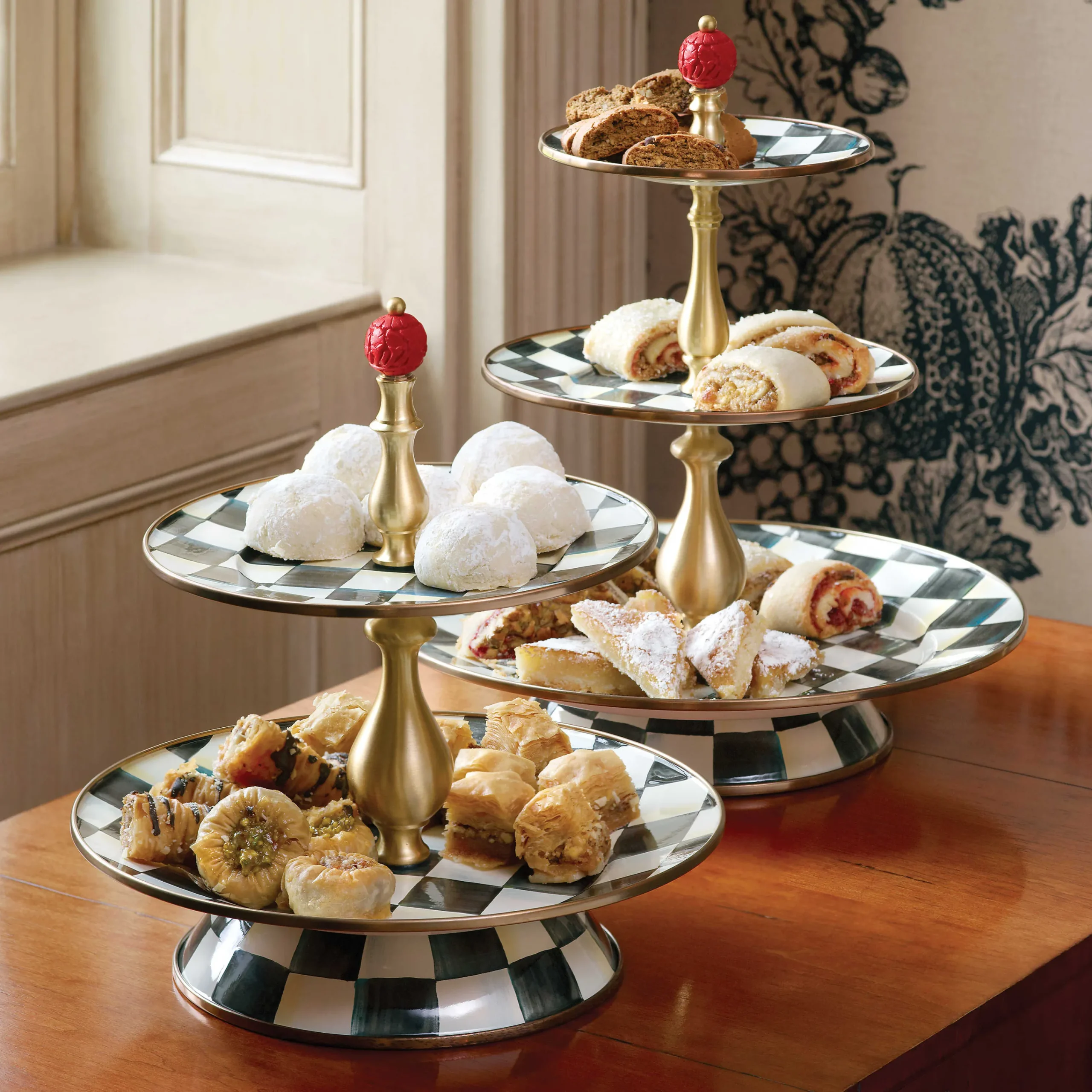MacKenzie-Childs Courtly Check Three Tier Sweet Stand| Bar Entertaining