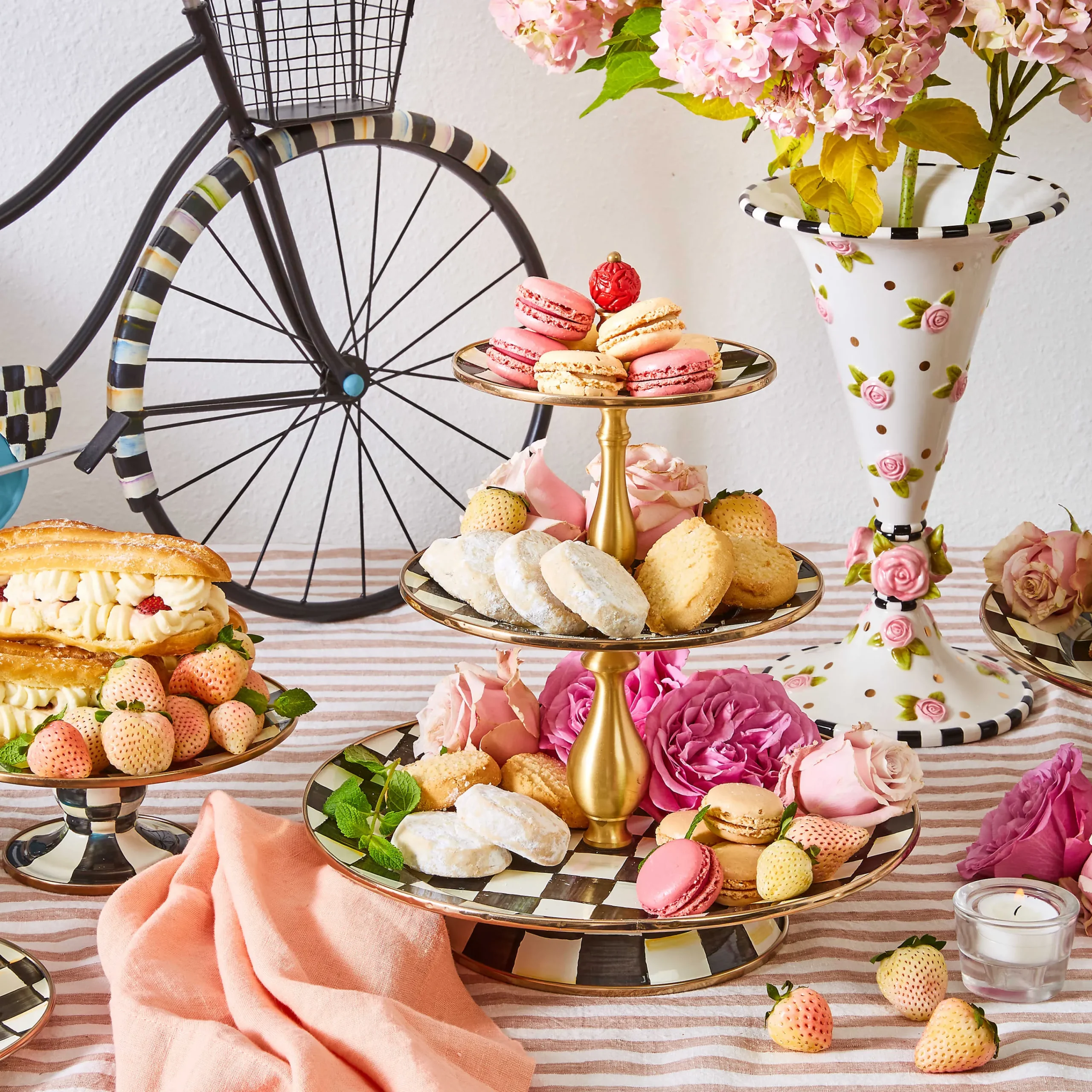 MacKenzie-Childs Courtly Check Three Tier Sweet Stand| Bar Entertaining