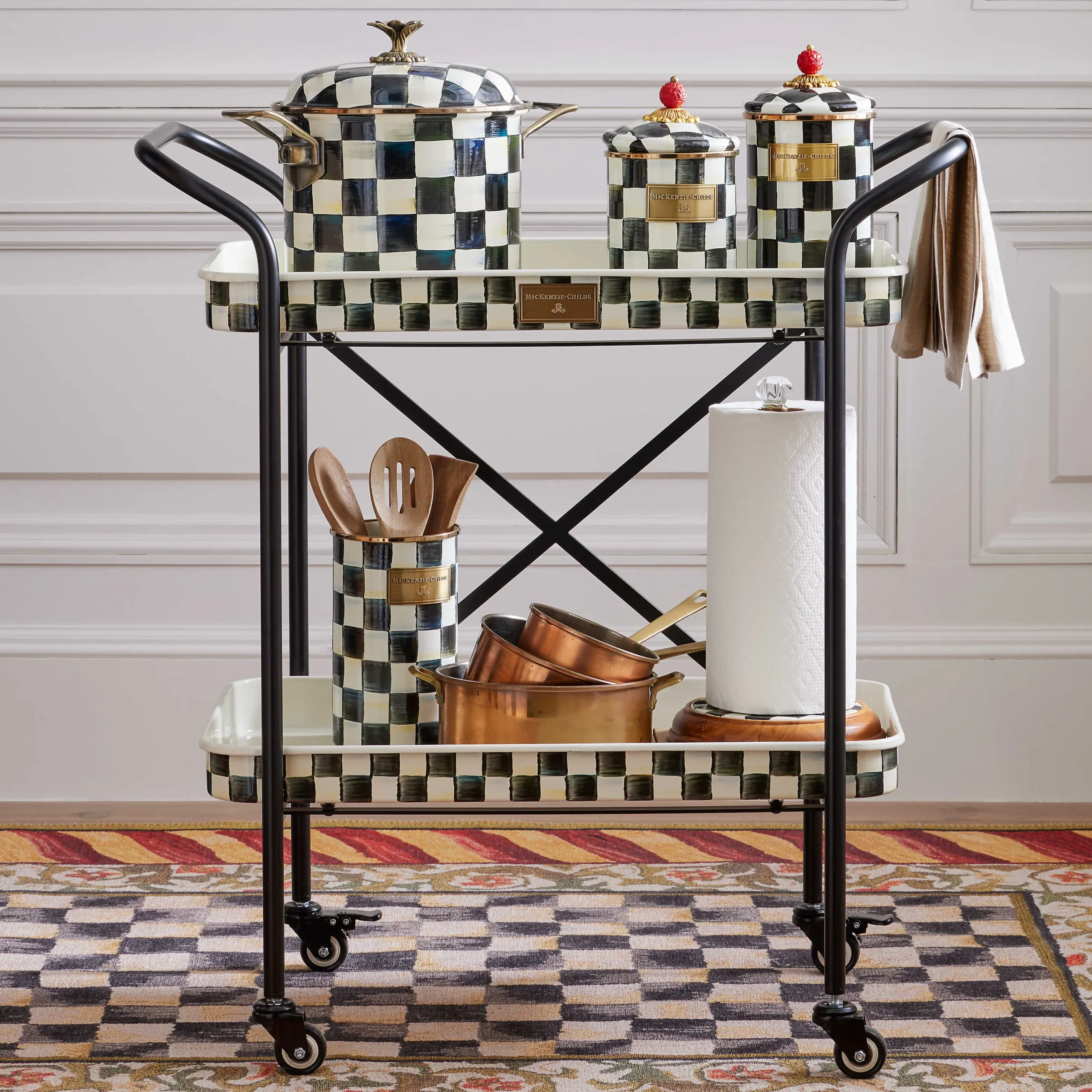 MacKenzie-Childs Courtly Check 2-Tier Kitchen Cart| Dining Room & Kitchen|Kitchen Storage & Organization