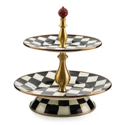 MacKenzie-Childs Courtly Check Two Tier Sweet Stand| Bar Entertaining