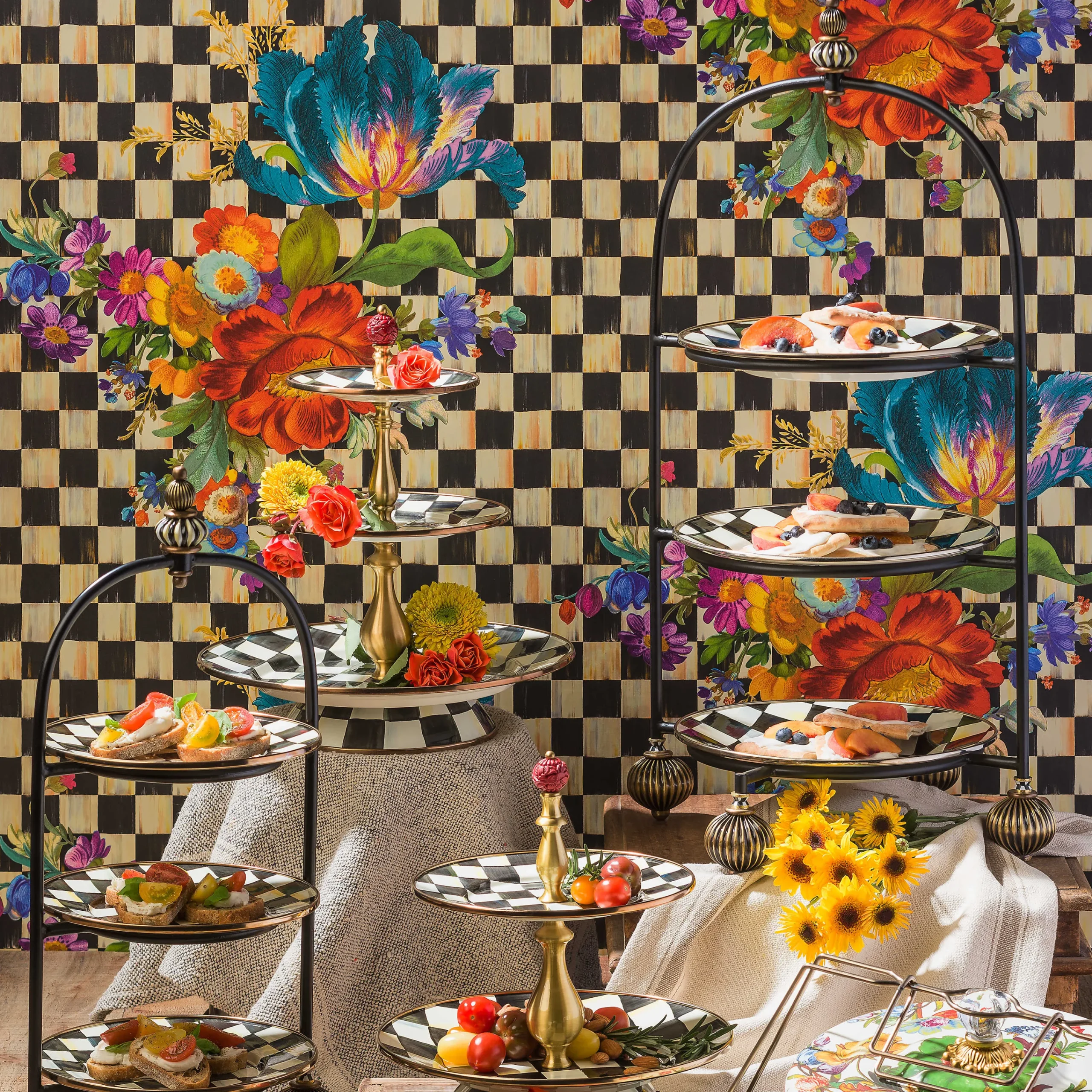 MacKenzie-Childs Courtly Check Two Tier Sweet Stand| Bar Entertaining