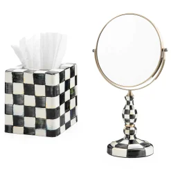 MacKenzie-Childs Courtly Check Vanity Mirror  Tissue Box Cover Set| Decor Sets|Bath & Bath Accessories